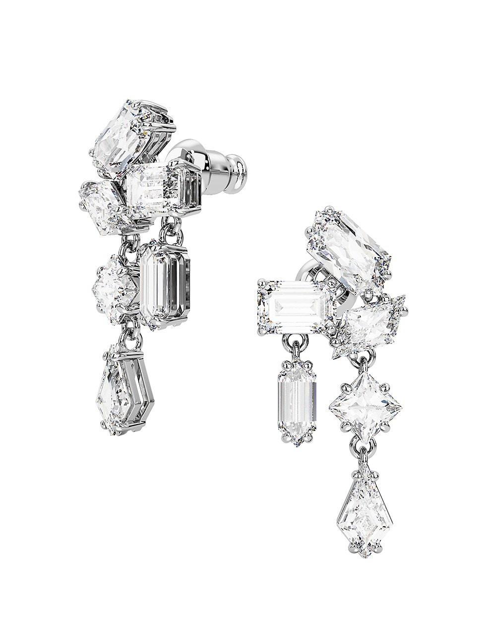 Swarovski Mesmera Mixed Cut Cluster Drop Earrings in Rhodium Plated Product Image