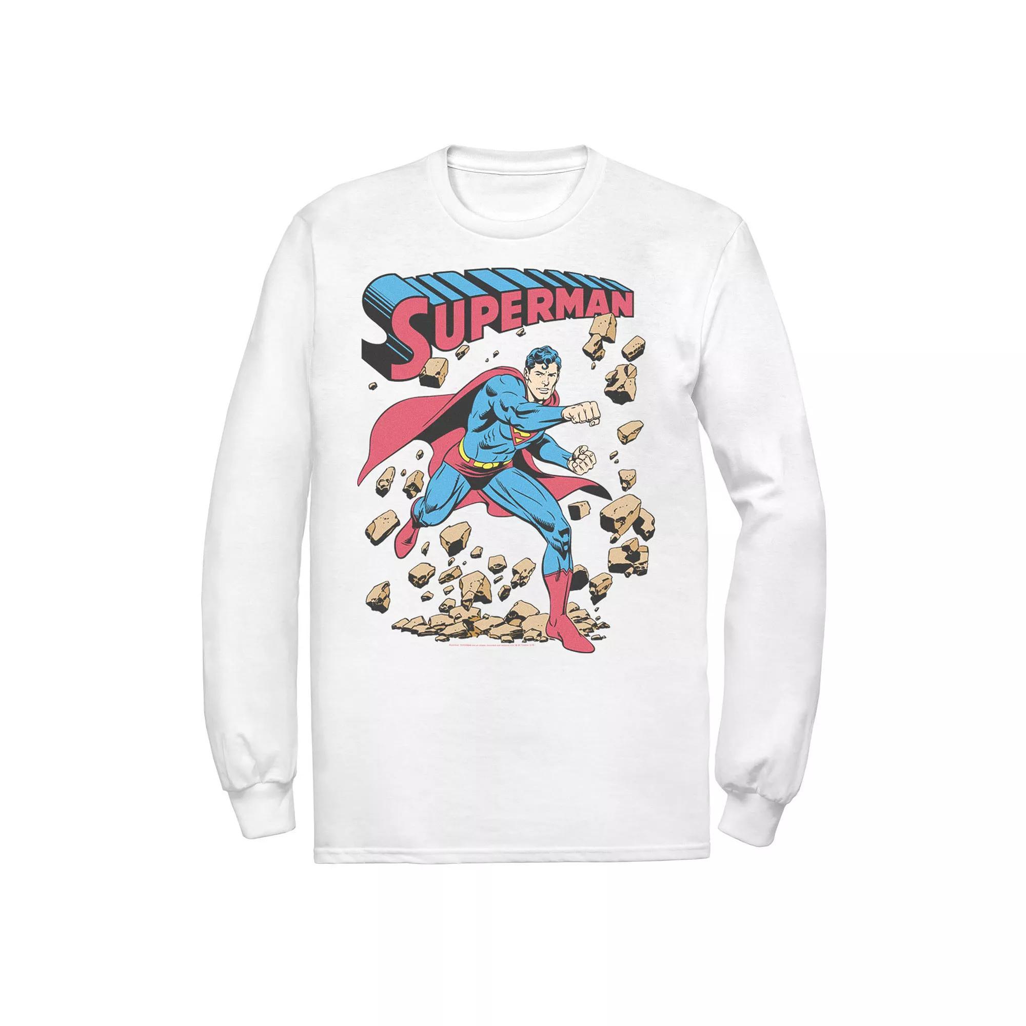 Men's DC Comics Superman Smash Rocks Vintage Poster Tee, Size: Small, Athletic Grey Product Image