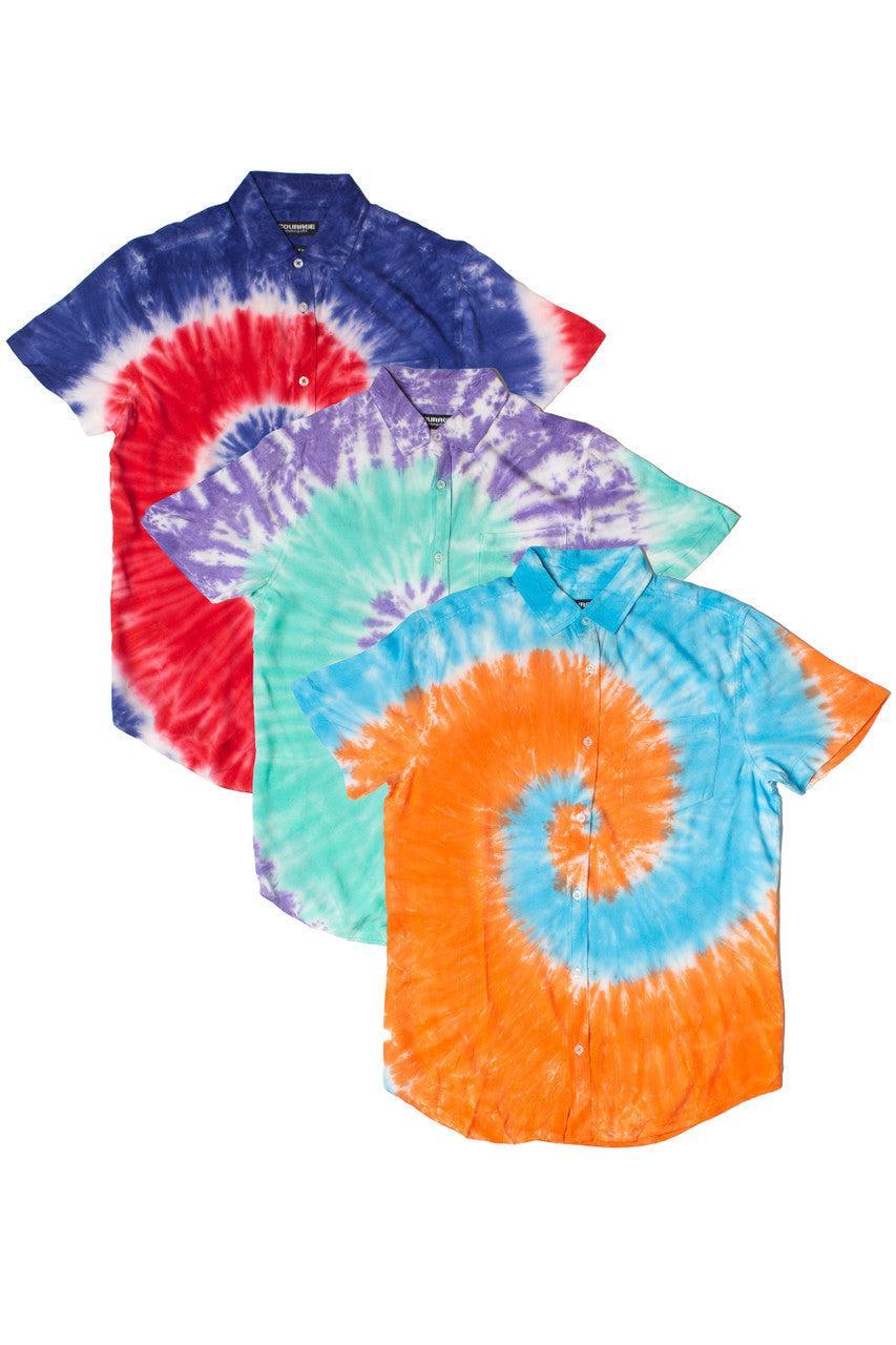 Rayon Tie Dye Button Up Shirt Product Image