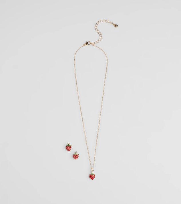 In Season Strawberry Earrings And Necklace Set Product Image