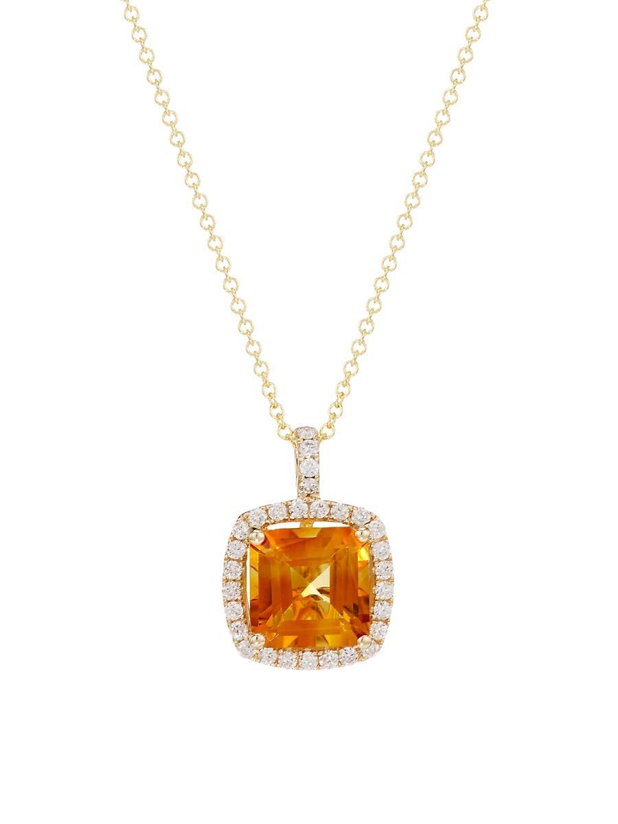 Womens 14K Yellow Gold, 0.35 TCW Diamond & Citrine Pendant Necklace Product Image