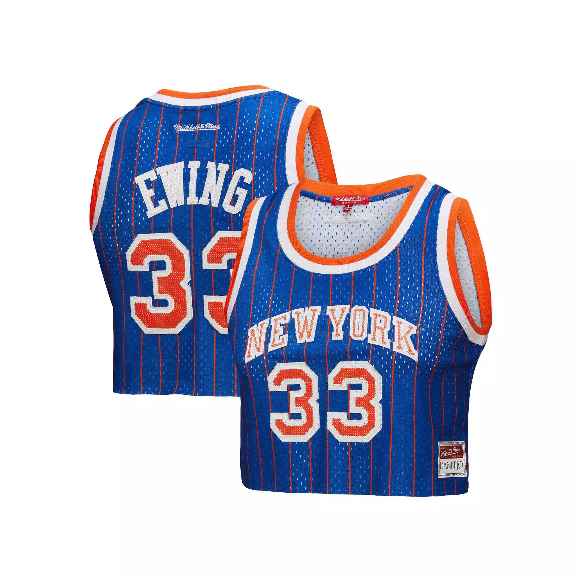 Women's Mitchell & Ness x DANNIJO Patrick Ewing Royal New York Knicks Fashion Cropped Basketball Jersey, Size: Medium, Blue Product Image
