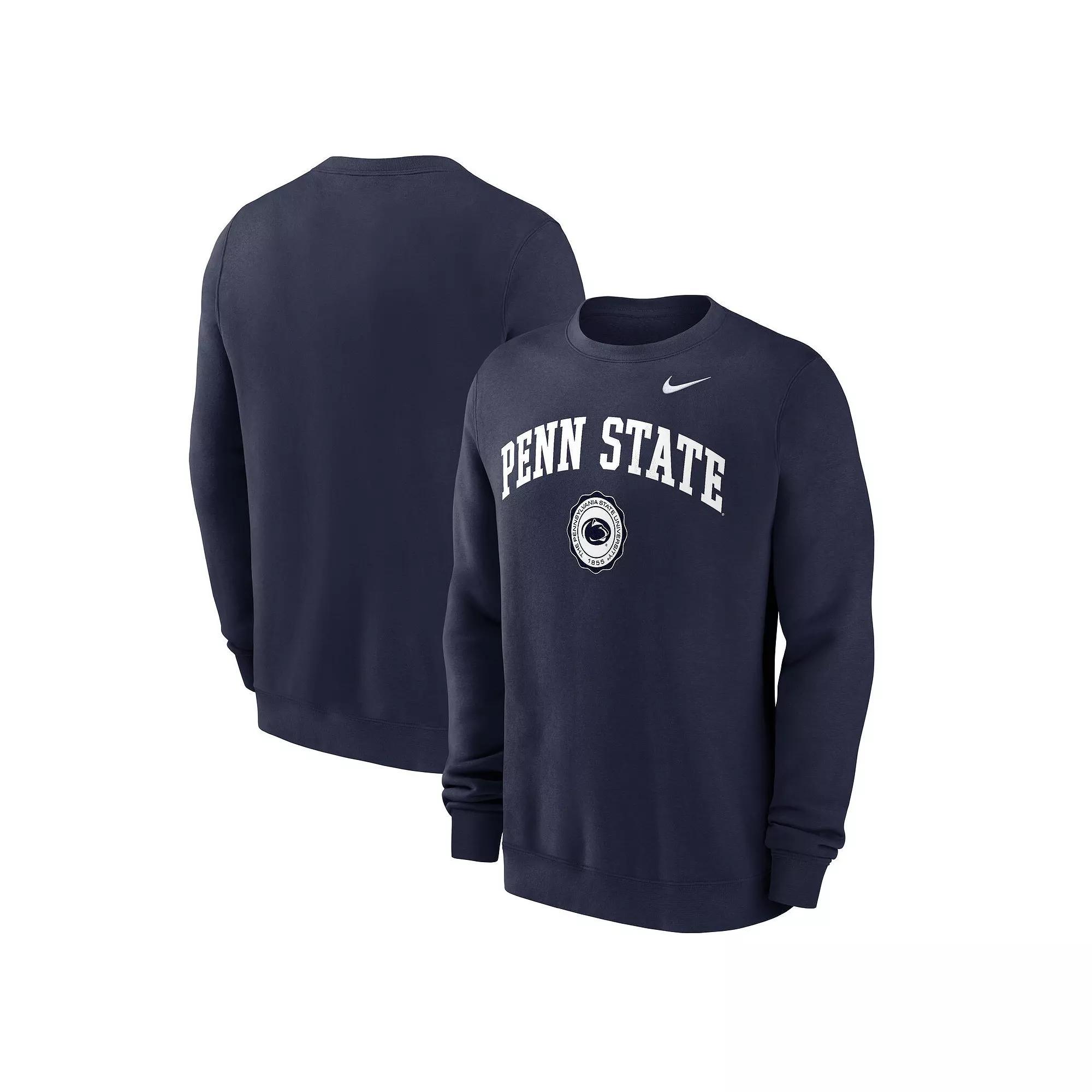 Men's Nike Navy Penn State Nittany Lions Arched Seal Pullover Sweatshirt, Size: Large, Blue Product Image