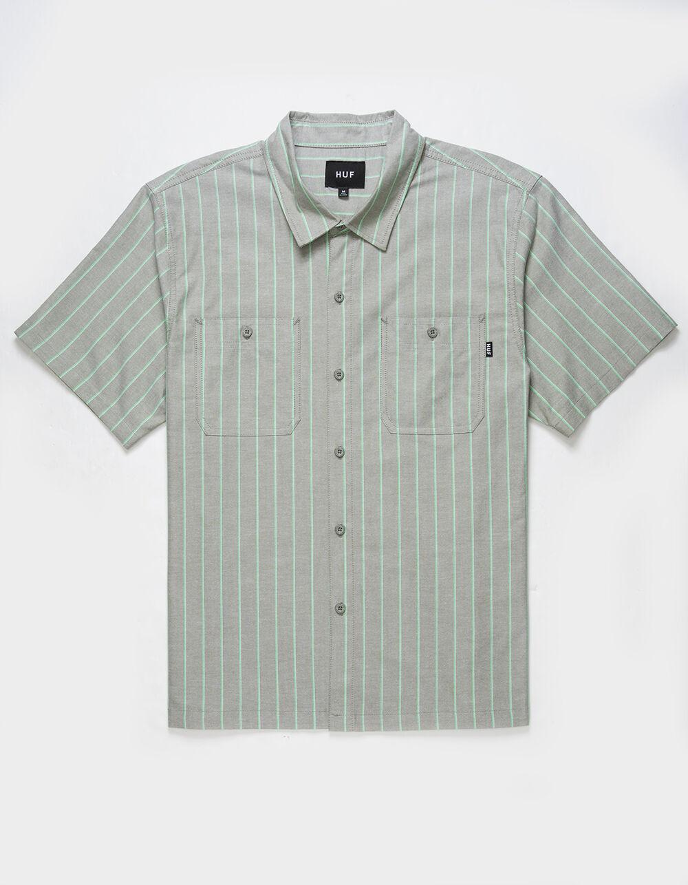 HUF Parker Mens Button Up Shirt - GREEN COMBO Product Image