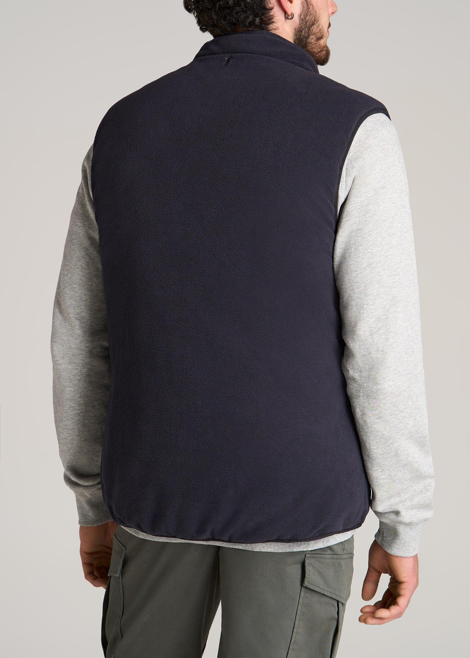 Quilted Reversible Tall Men's Vest in Black & Charcoal Product Image