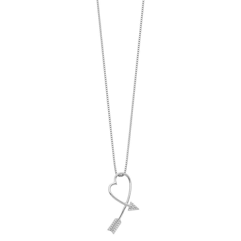 Sophie Miller Brilliant Embers Sterling Silver Cubic Zirconia Arrow Heart Necklace, Womens Product Image