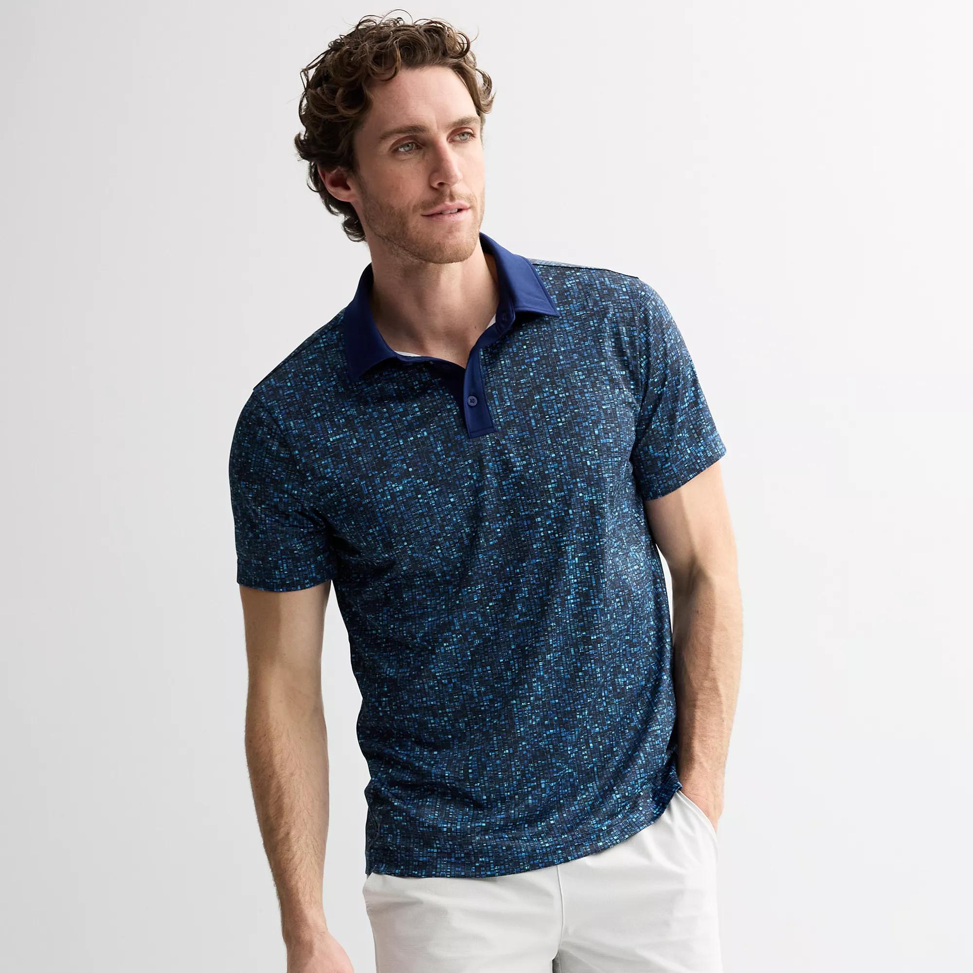 Men's Tek Gear® Dry-Tek Polo Shirt, Size: Medium, Blue Geo Product Image