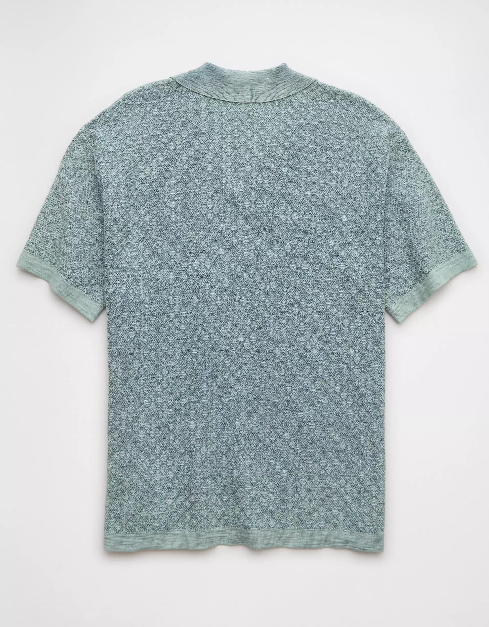 AE Weekend Jacquard Button-Up Sweater Polo Shirt Product Image