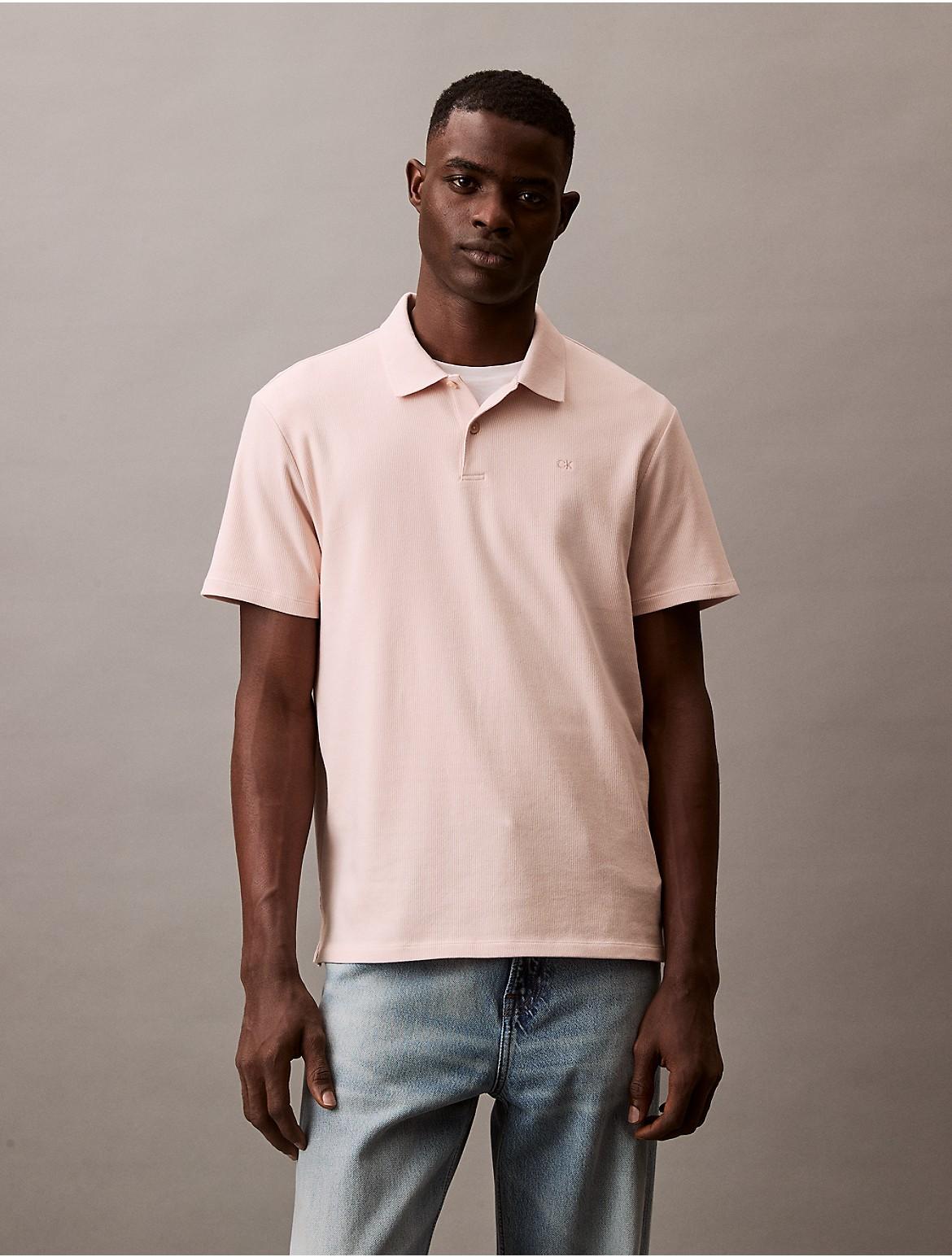 Calvin Klein Mens Stretch Fine Rib Polo Shirt - Neutral Product Image