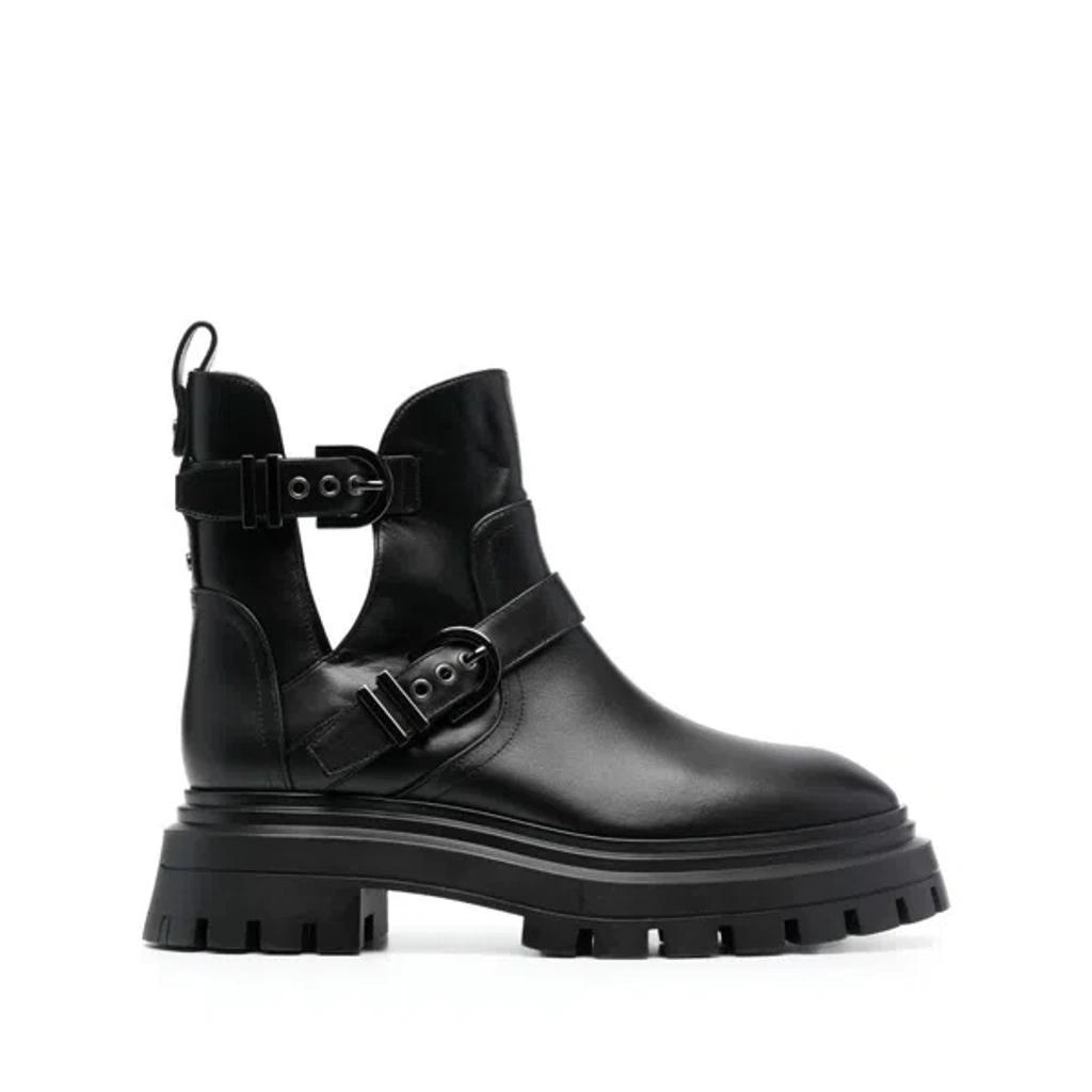STUART WEITZMAN Buckle-fastening Leather Ankle Boots In Black Product Image