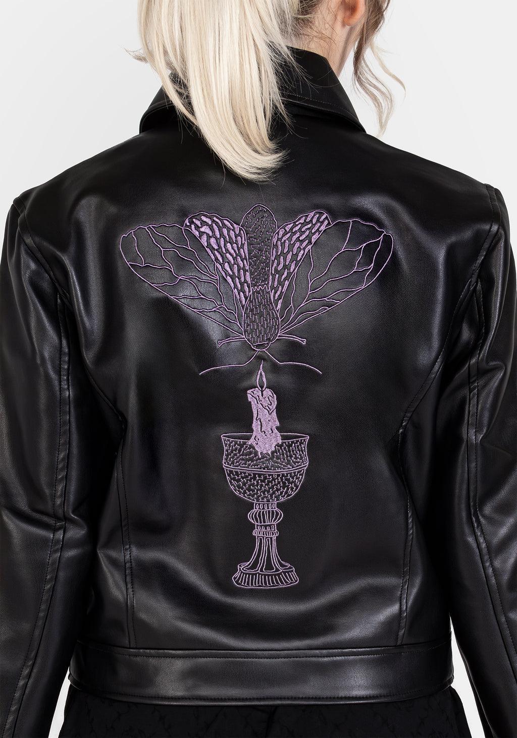 Sigil Embroidered Faux Leather Jacket Product Image