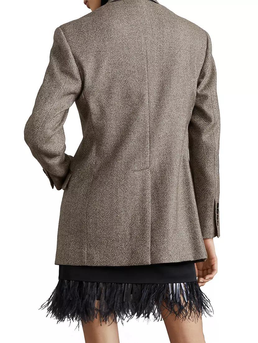 Brushed Techno Wool Chevron Blazer with Monili Product Image