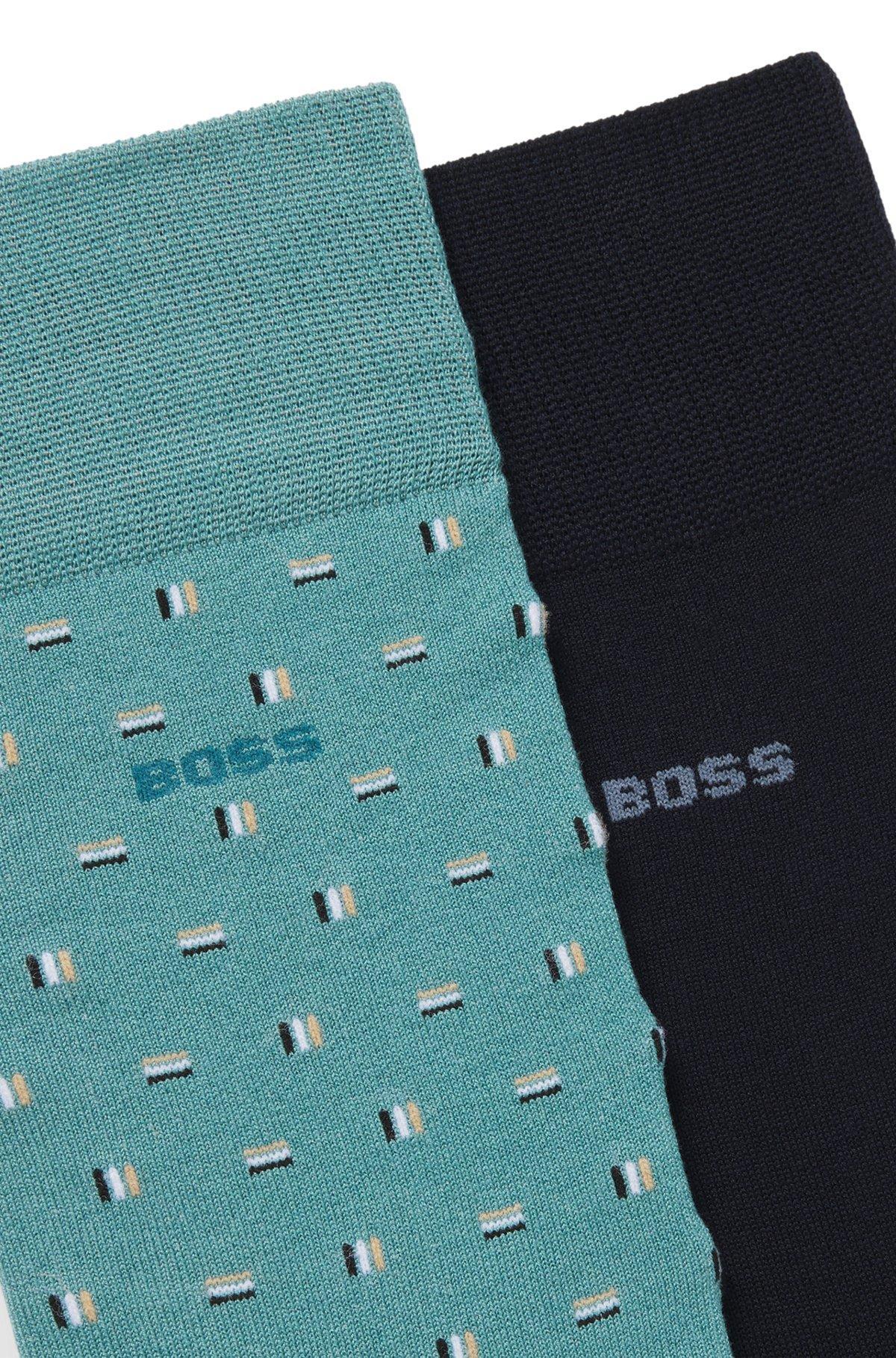 BOSS - Two-pack of regular-length socks in a cotton blend - Turquoise Product Image
