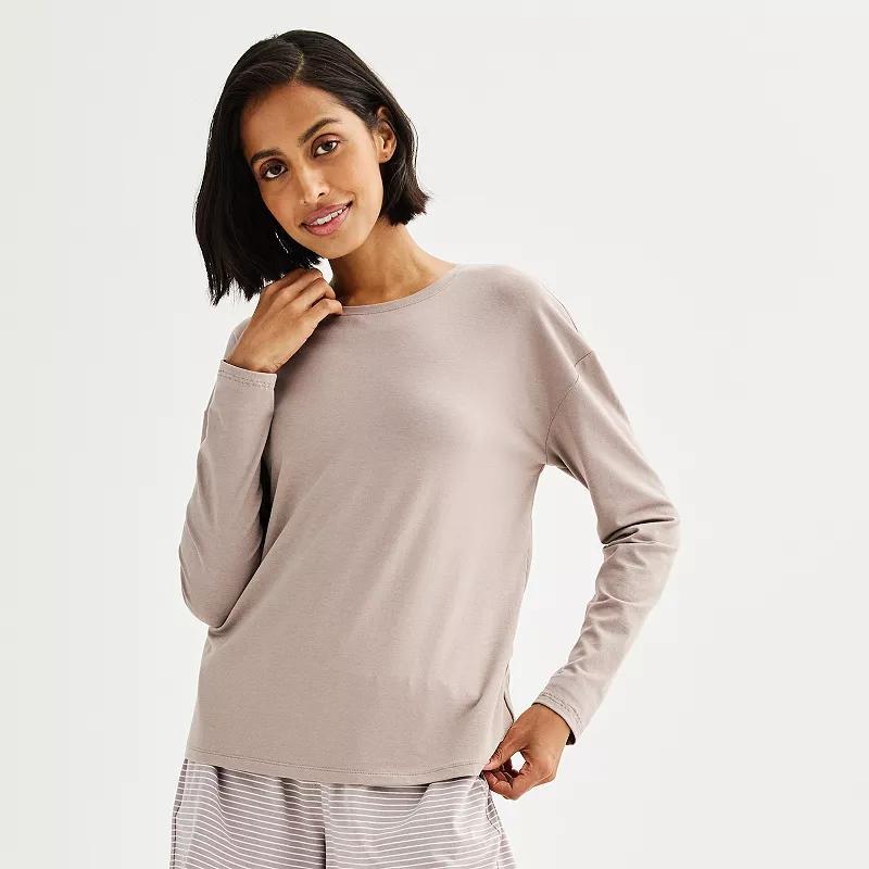 Women's Sonoma Goods For Life® Drop-Shoulder Long Sleeve Sleep Tee, Size: XS, Mineral Black Product Image
