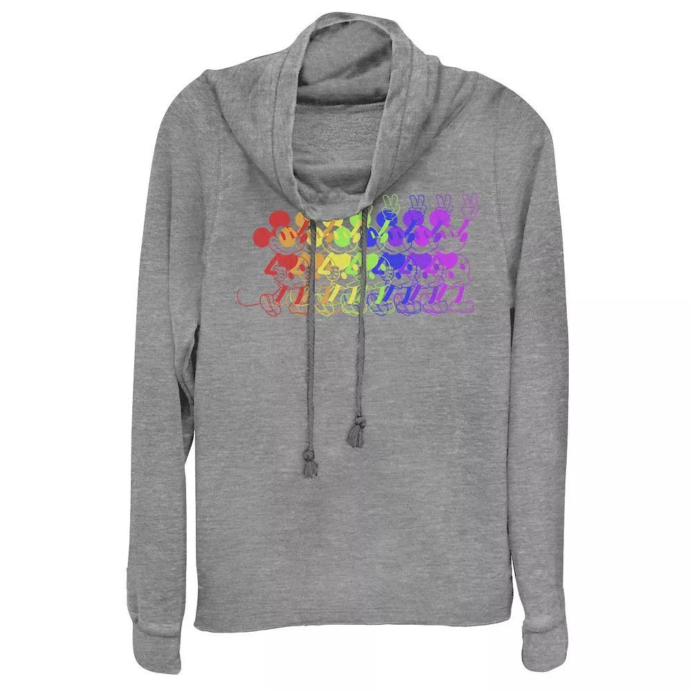 Juniors' Disney Mickey Mouse Psychedelic Peace Cowlneck Graphic Lightweight Long Sleeve, Girl's, Size: XL, Gray Grey Product Image