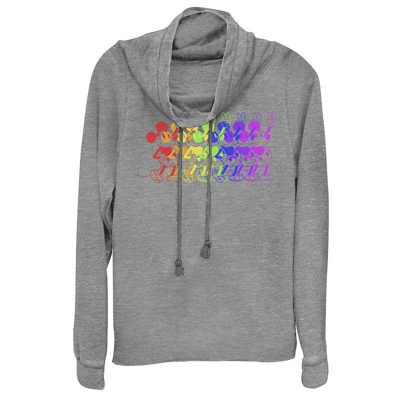 Juniors' Disney Mickey Mouse Psychedelic Peace Cowlneck Graphic Lightweight Long Sleeve, Girl's, Size: XL, Gray Grey Product Image