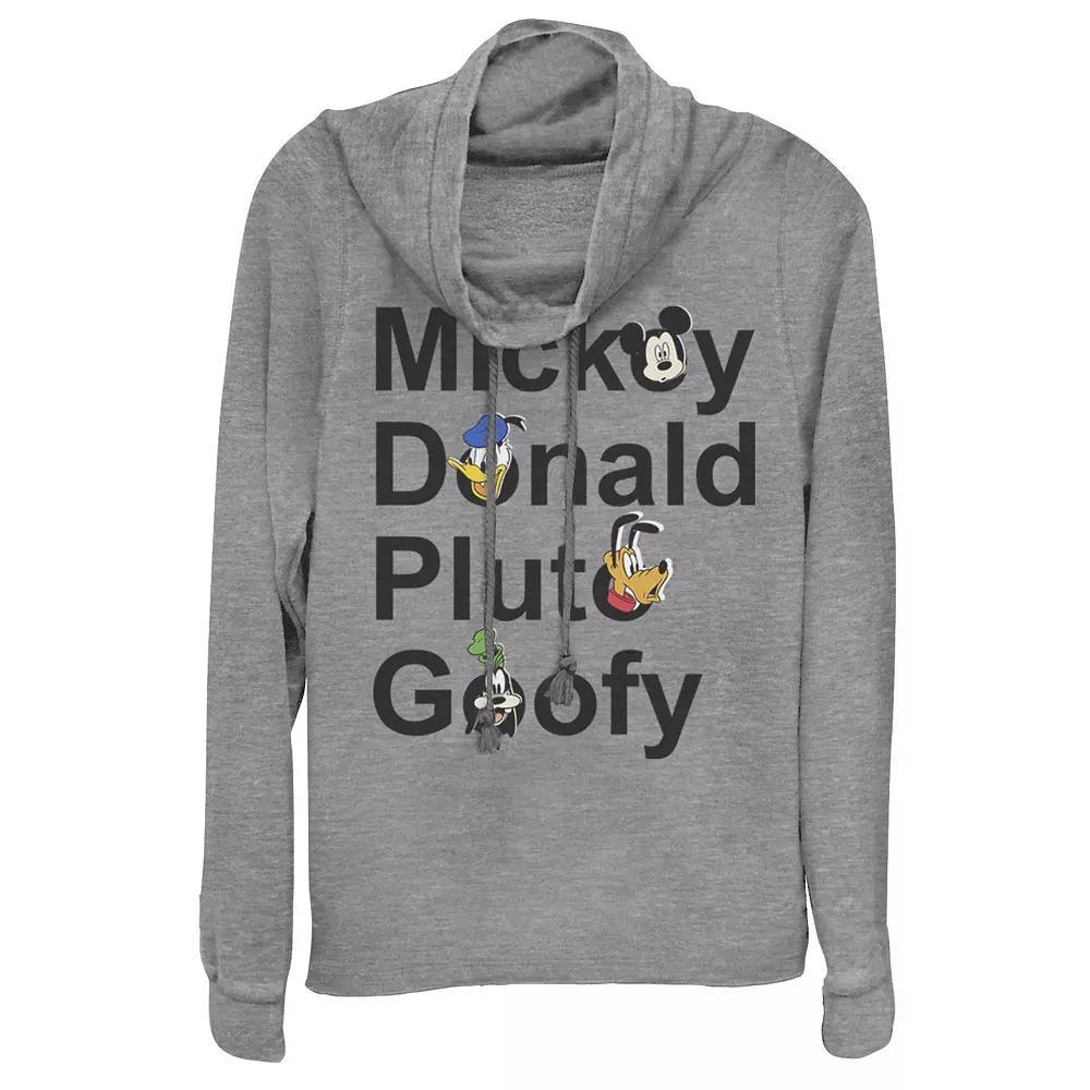 Disney's Mickey & Friends Stack Juniors' Cowlneck Graphic Lightweight Long Sleeve, Girl's, Size: Large, Gray Grey Product Image