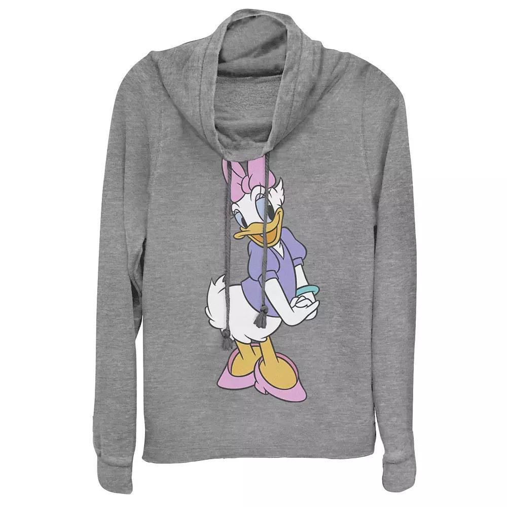 Disney Daisy Duck Juniors' Traditional Cowlneck Graphic Lightweight Long Sleeve, Girl's, Size: Small, Gray Grey Product Image