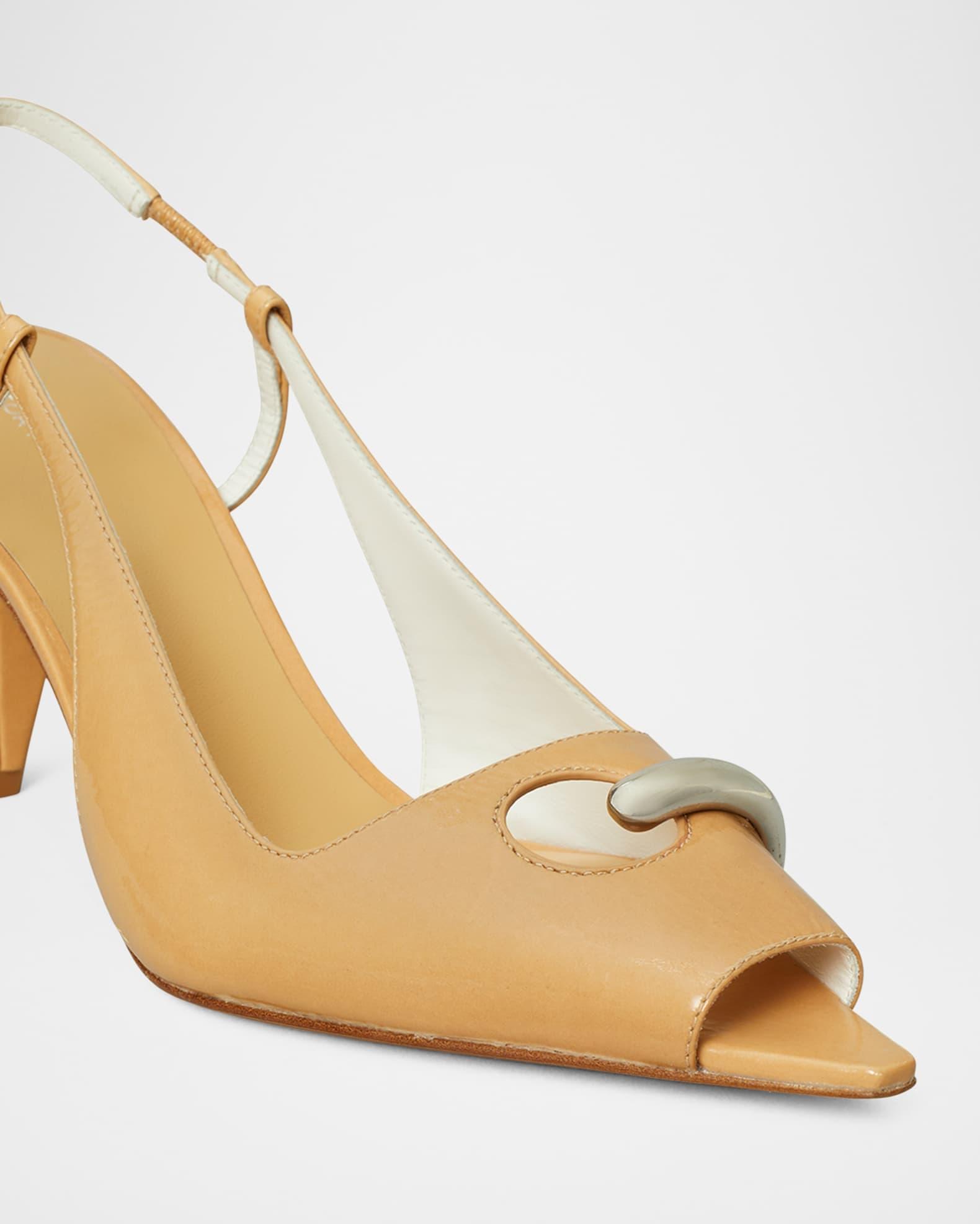 Pierced Peep-Toe Slingback Pumps Product Image
