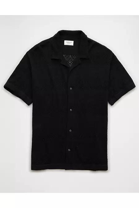 AE Weekend Diamond Crochet Button-Up Sweater Polo Shirt Men's Product Image