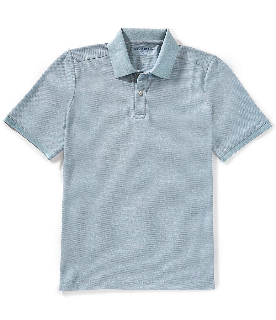 Johnston & Murphy Textured Print Short Sleeve Polo Shirt Product Image