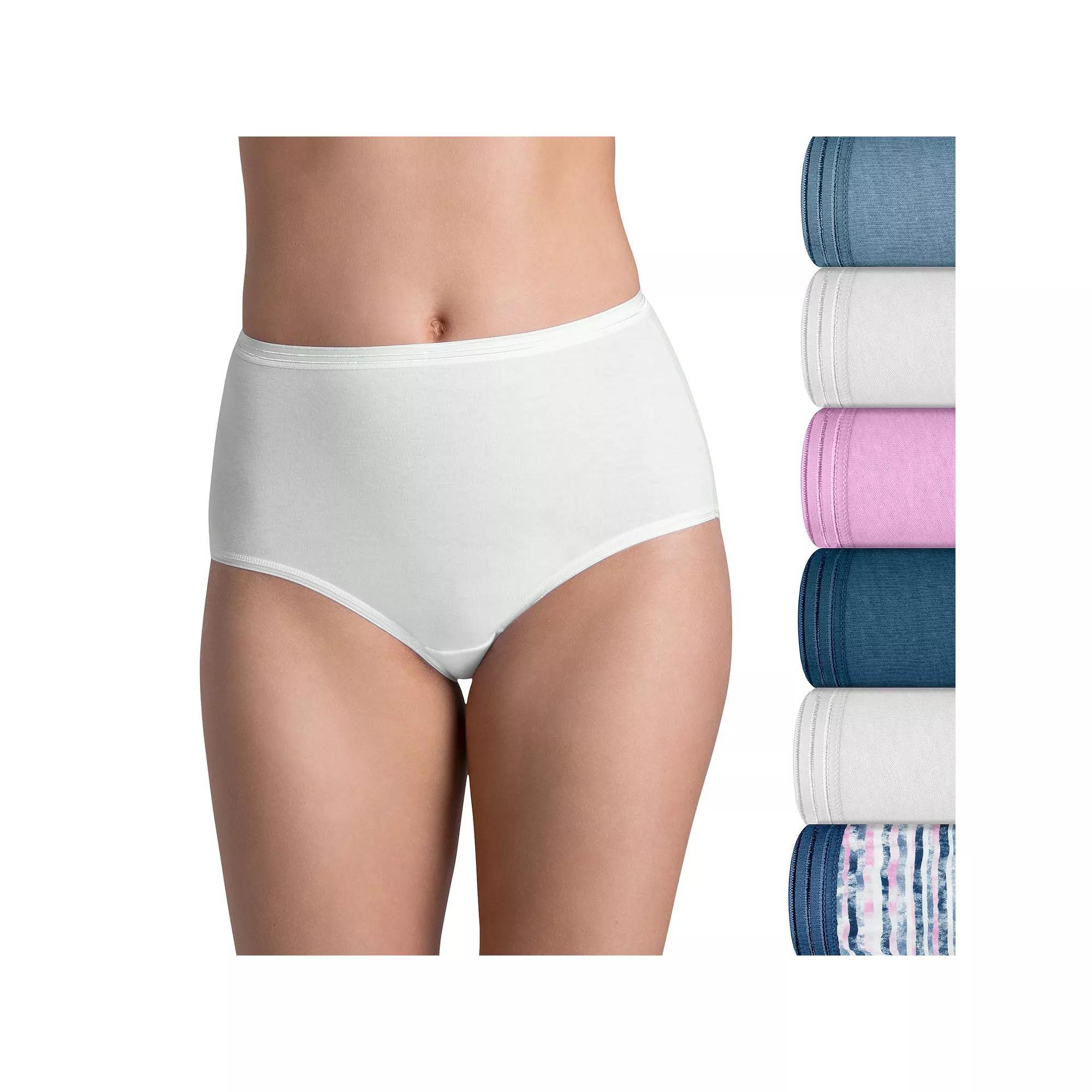 Women's Fruit of the Loom® Signature 6-pack Ultra Soft Brief Panty Set 6DUSKBR, Sweet Ivory Asst Product Image
