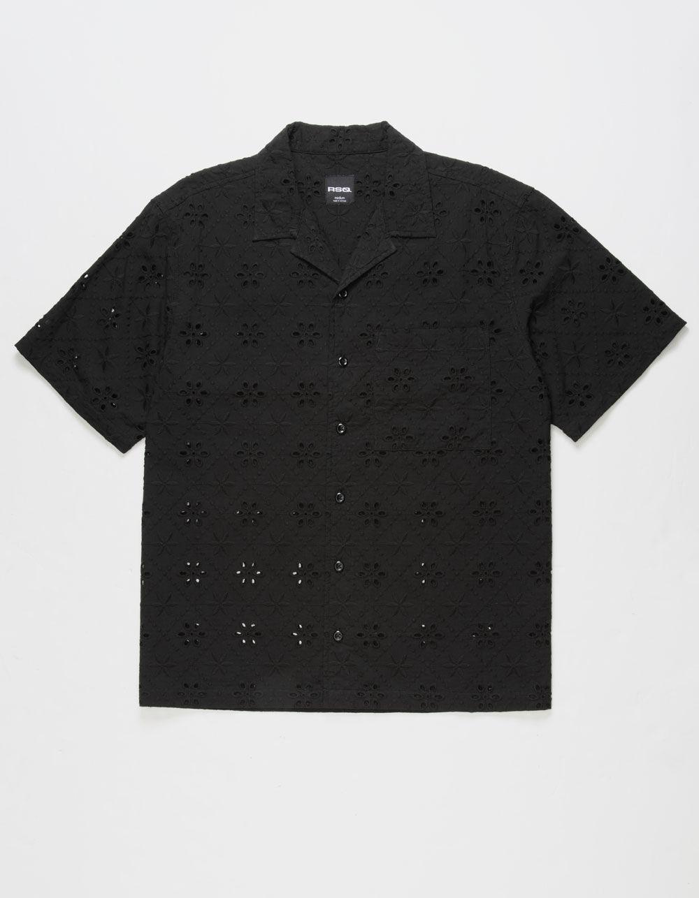 RSQ Mens Eyelet Camp Shirt - BLACK Product Image