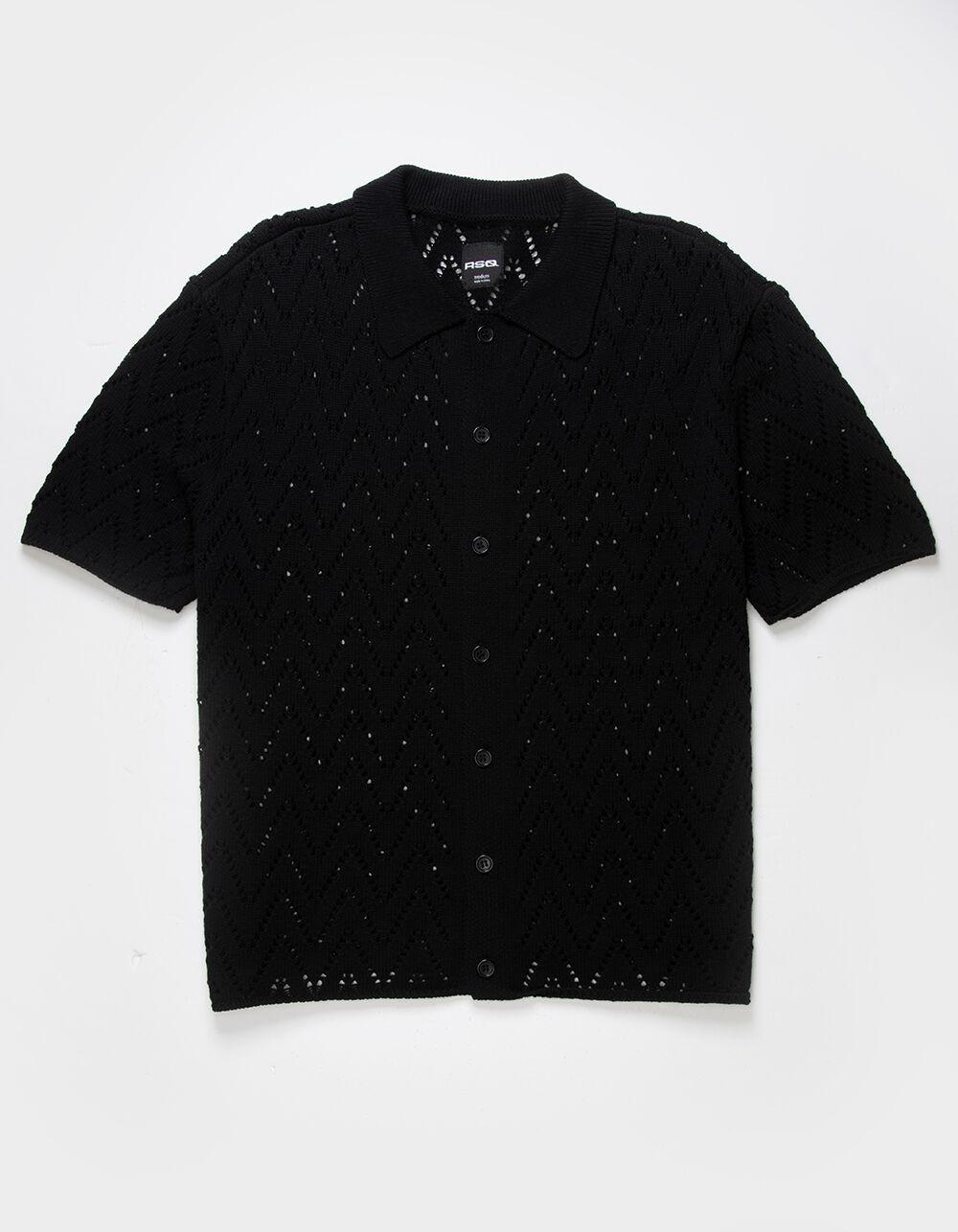 RSQ Mens Open Sweater Button Up Shirt - BLACK Product Image