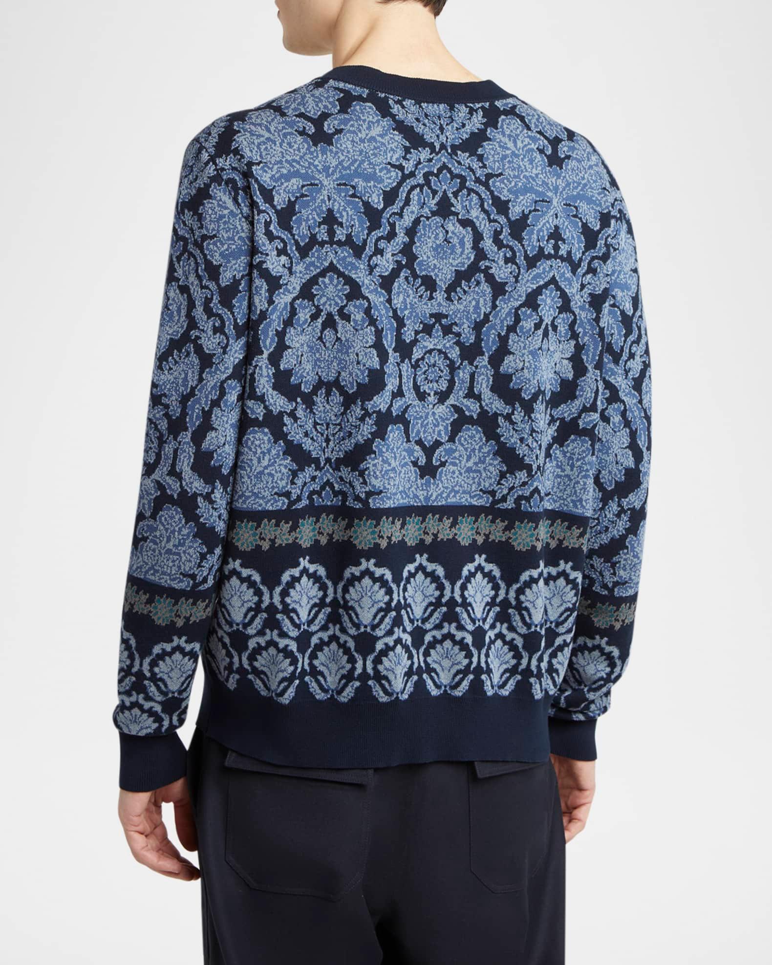 Men's Cotton Damask Jacquard Crewneck Sweater Product Image