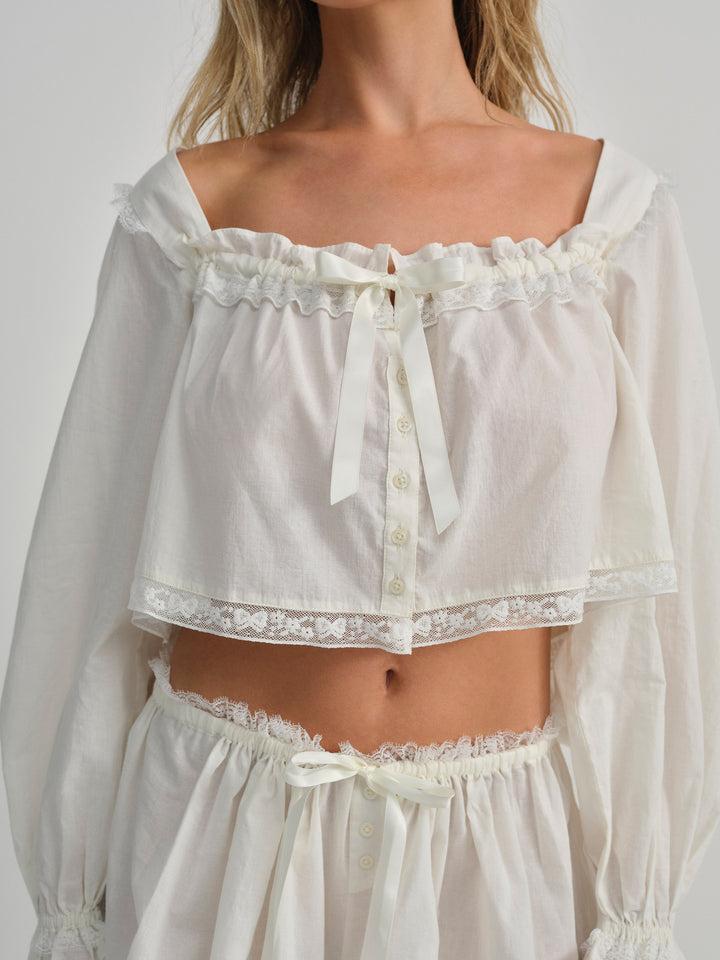 Venetia Sleep Top — White Product Image