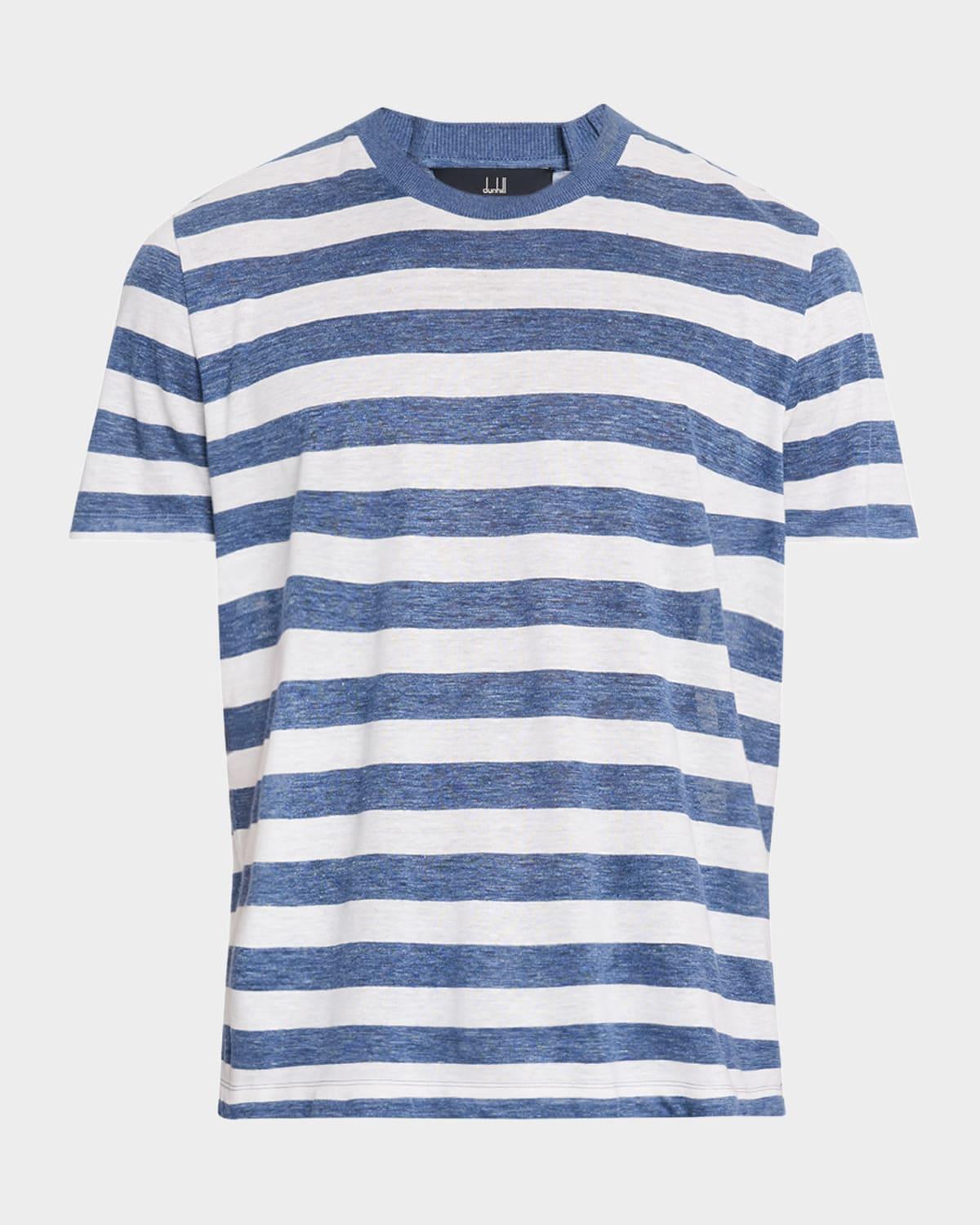Mens Linen and Cotton Stripe T-Shirt Product Image