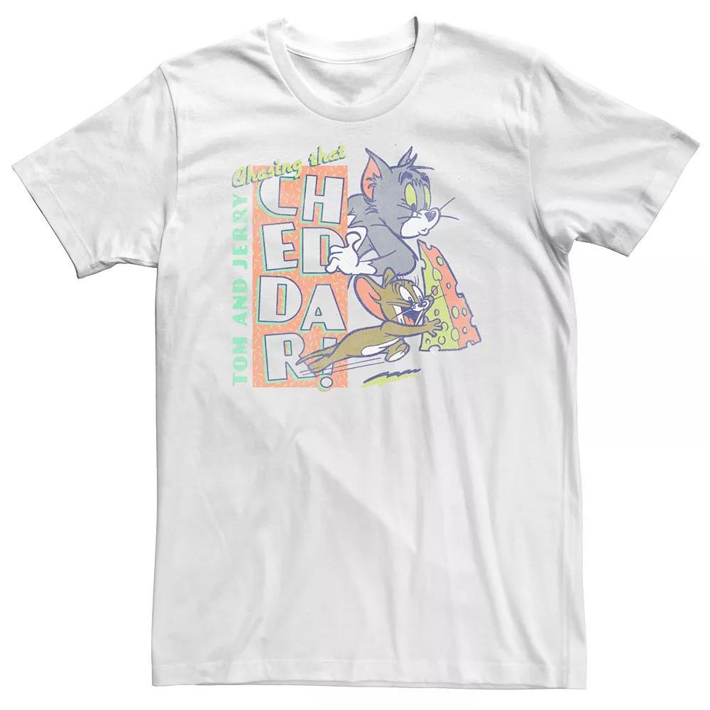 Big & Tall Tom And Jerry Chasing That Cheddar Cheese Tee, Men's, Size: 4XL, White Product Image