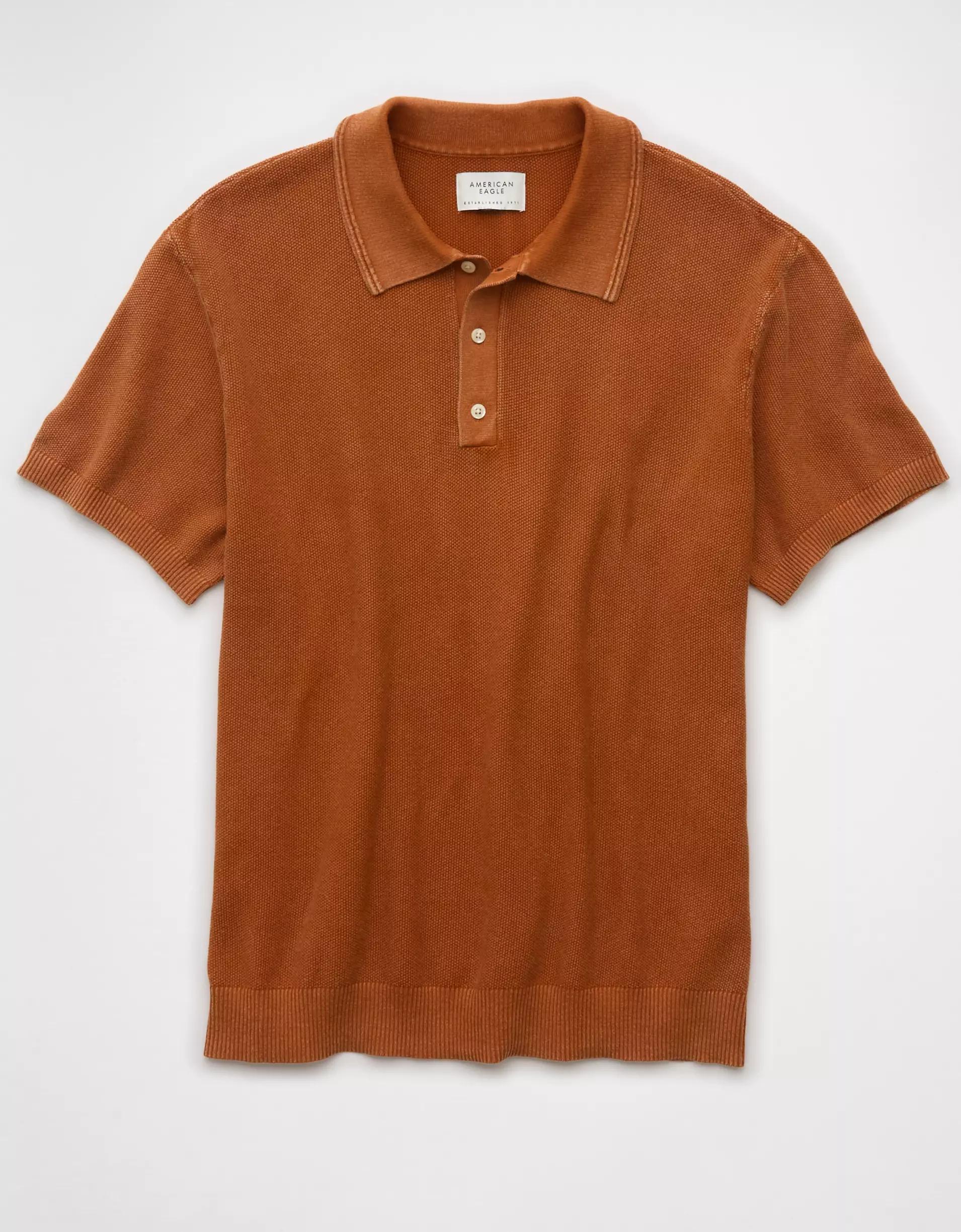 AE Weekend Washed Sweater Polo Shirt Product Image