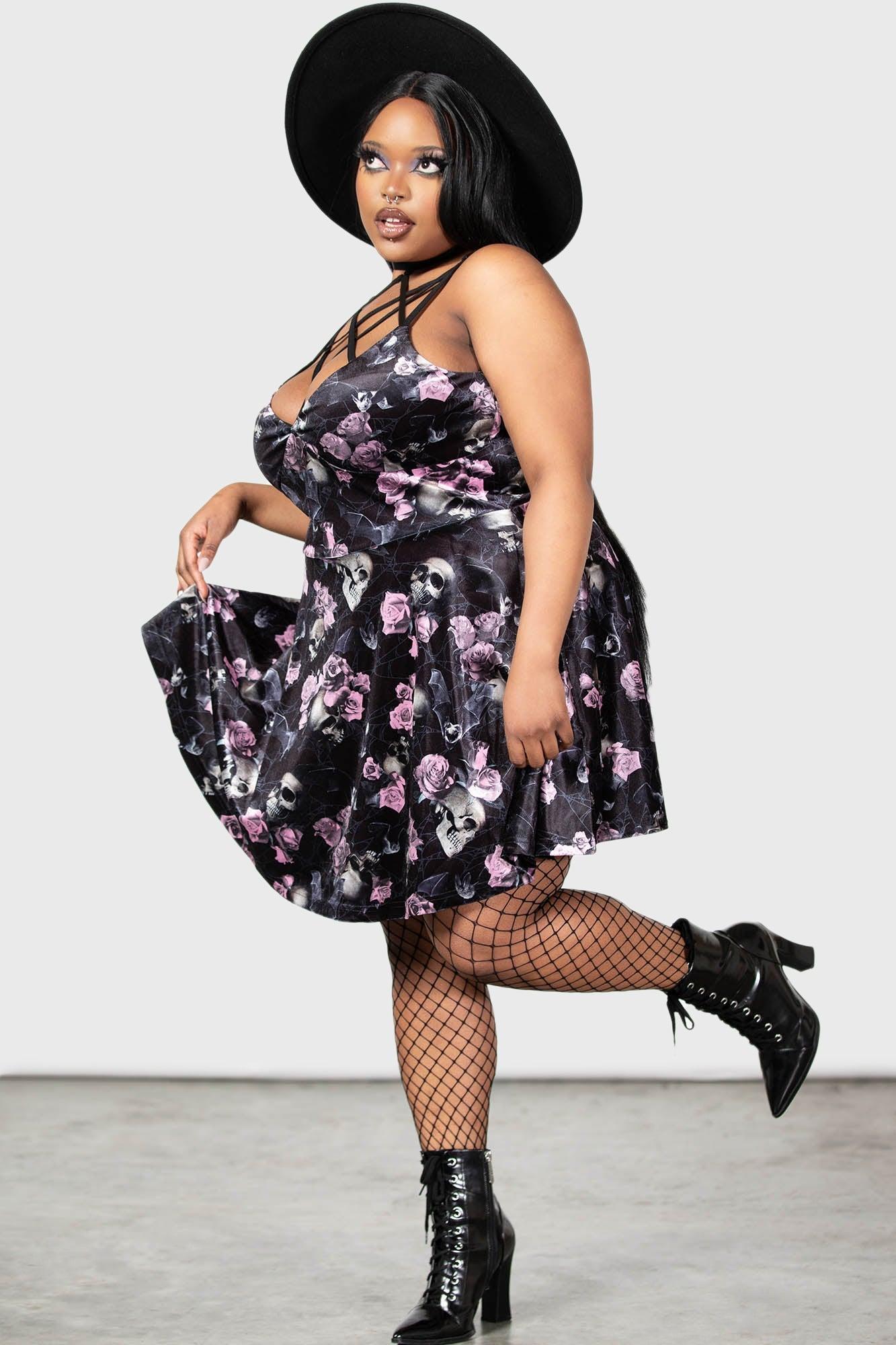 Magica Skater Dress [BLACK/PINK] [PLUS] - Resurrect Female Product Image