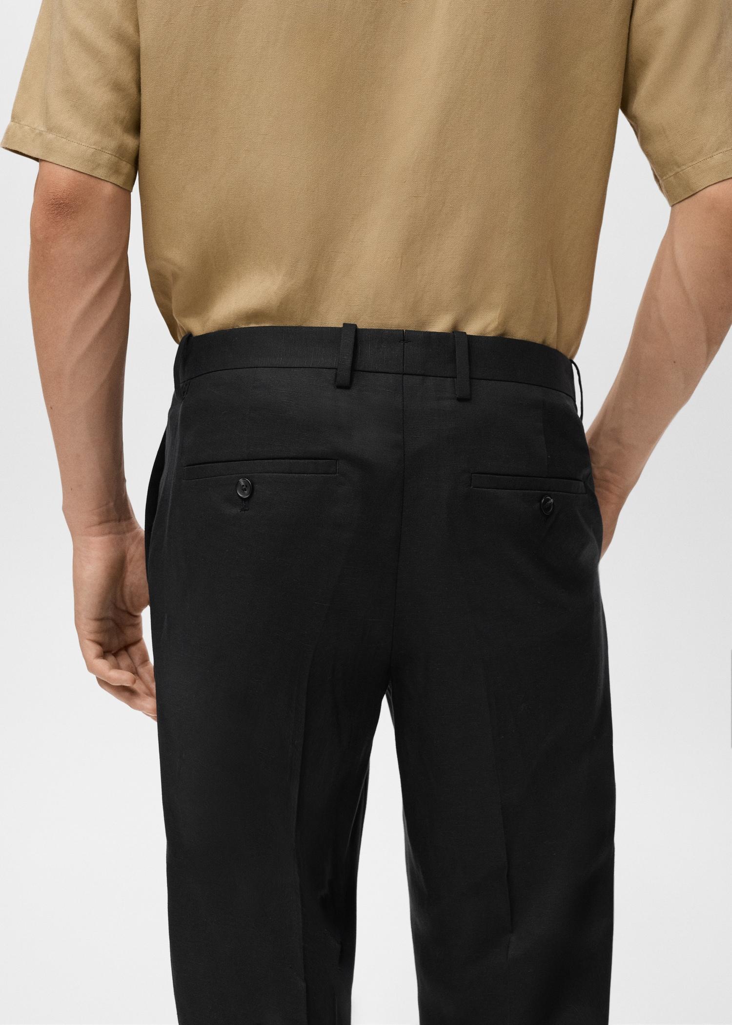 Straight-leg pants in a linen and lyocell blend - Men | MANGO USA Product Image