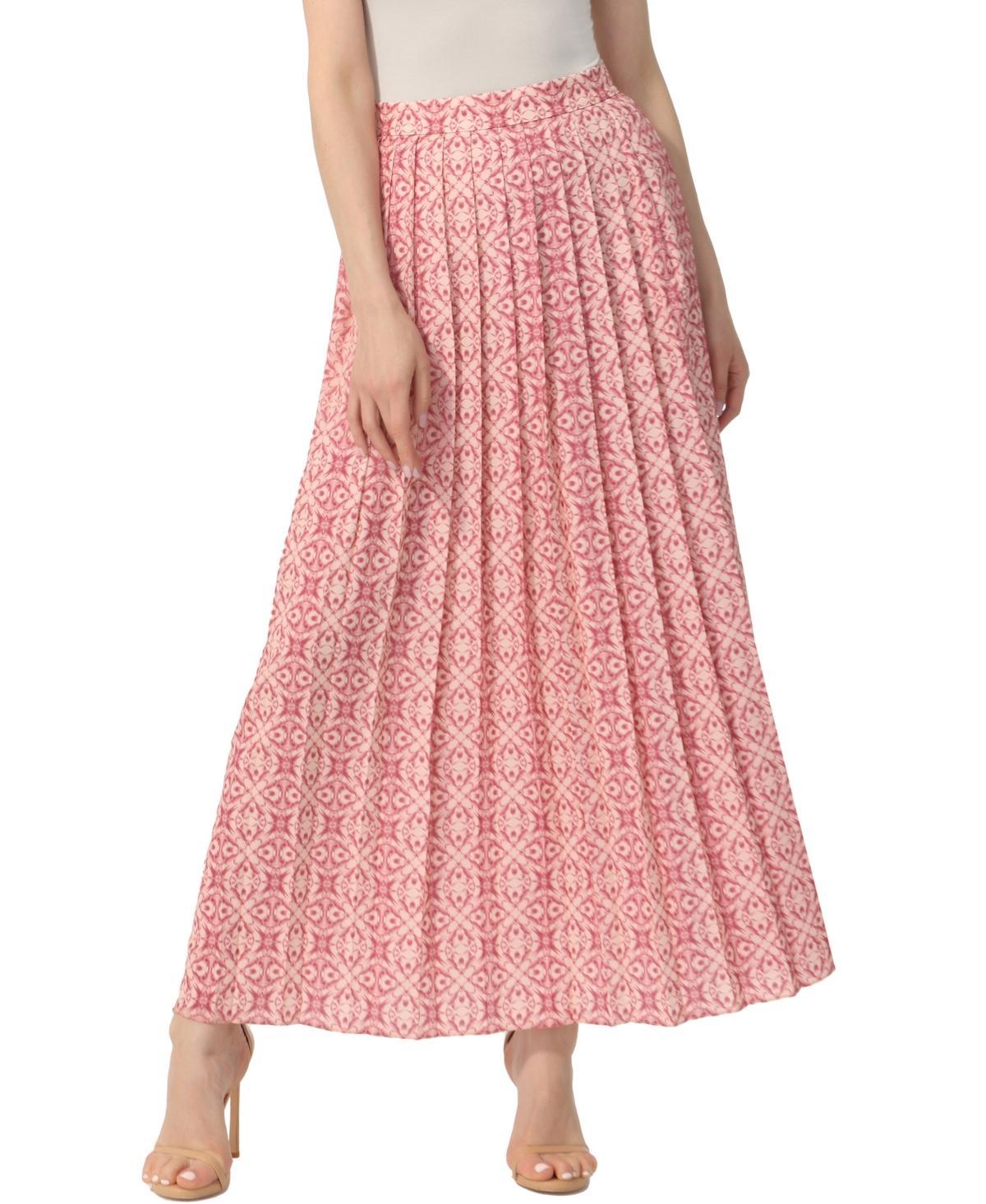 Kimi & Kai Women's Print Box Pleat Maxi Skirt in Purple Pink at Nordstrom, Size X-Large Product Image