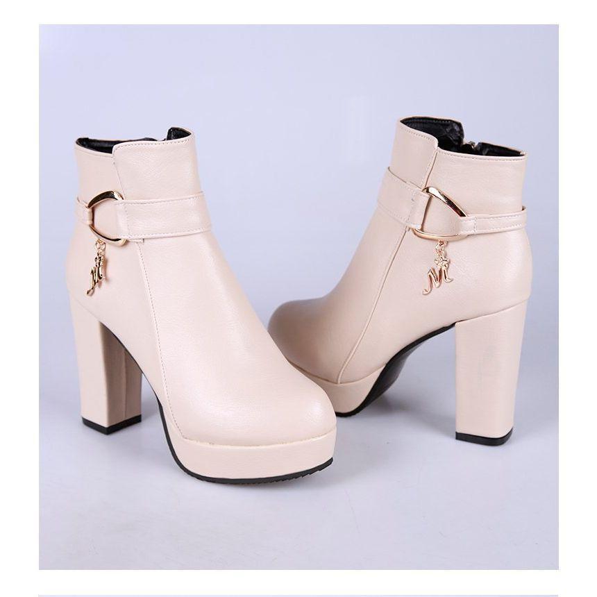 Plain Chunky Heel Short Boots Product Image