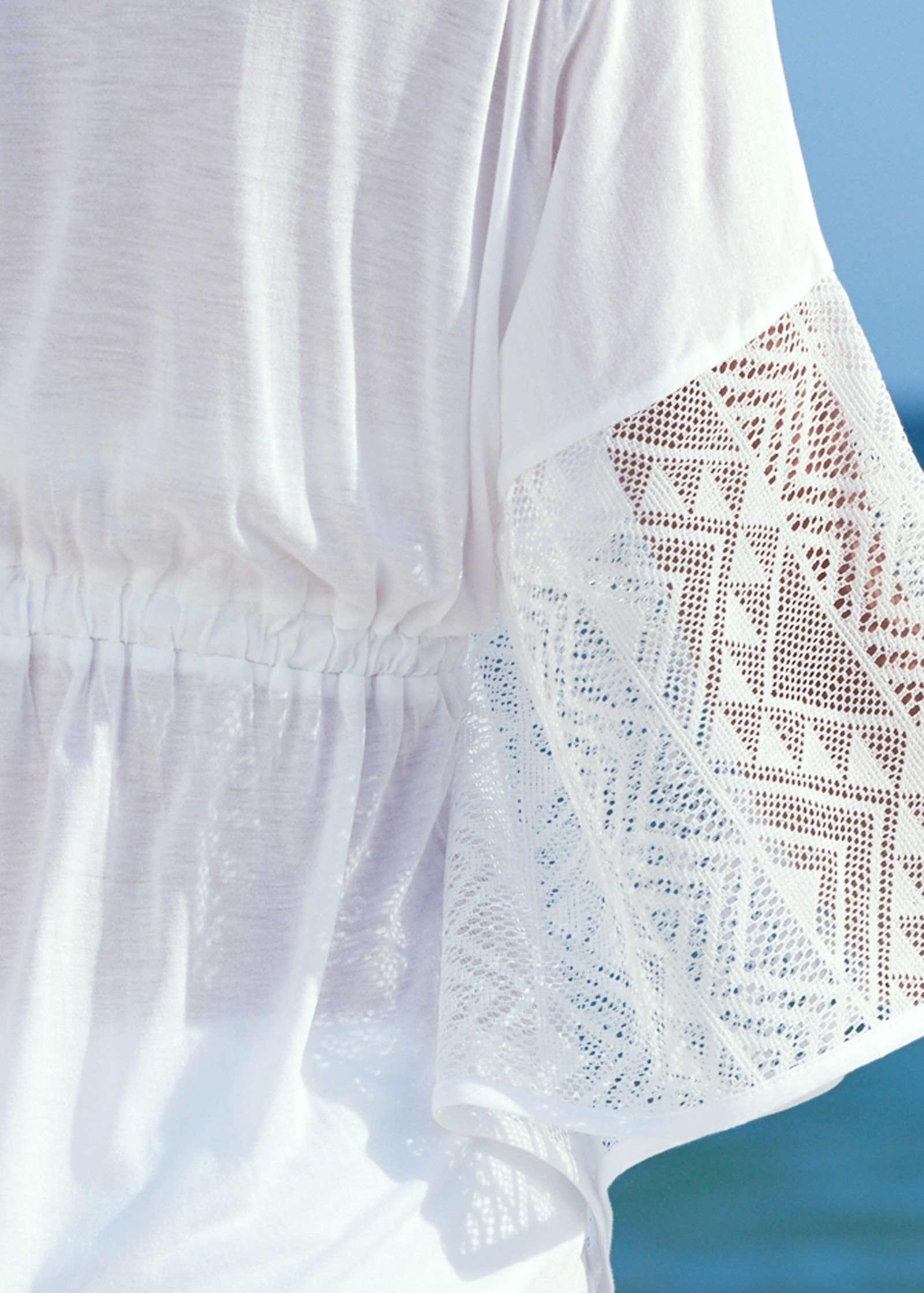 Crochet Trim Tunic Cover-Up - Pearl White Product Image