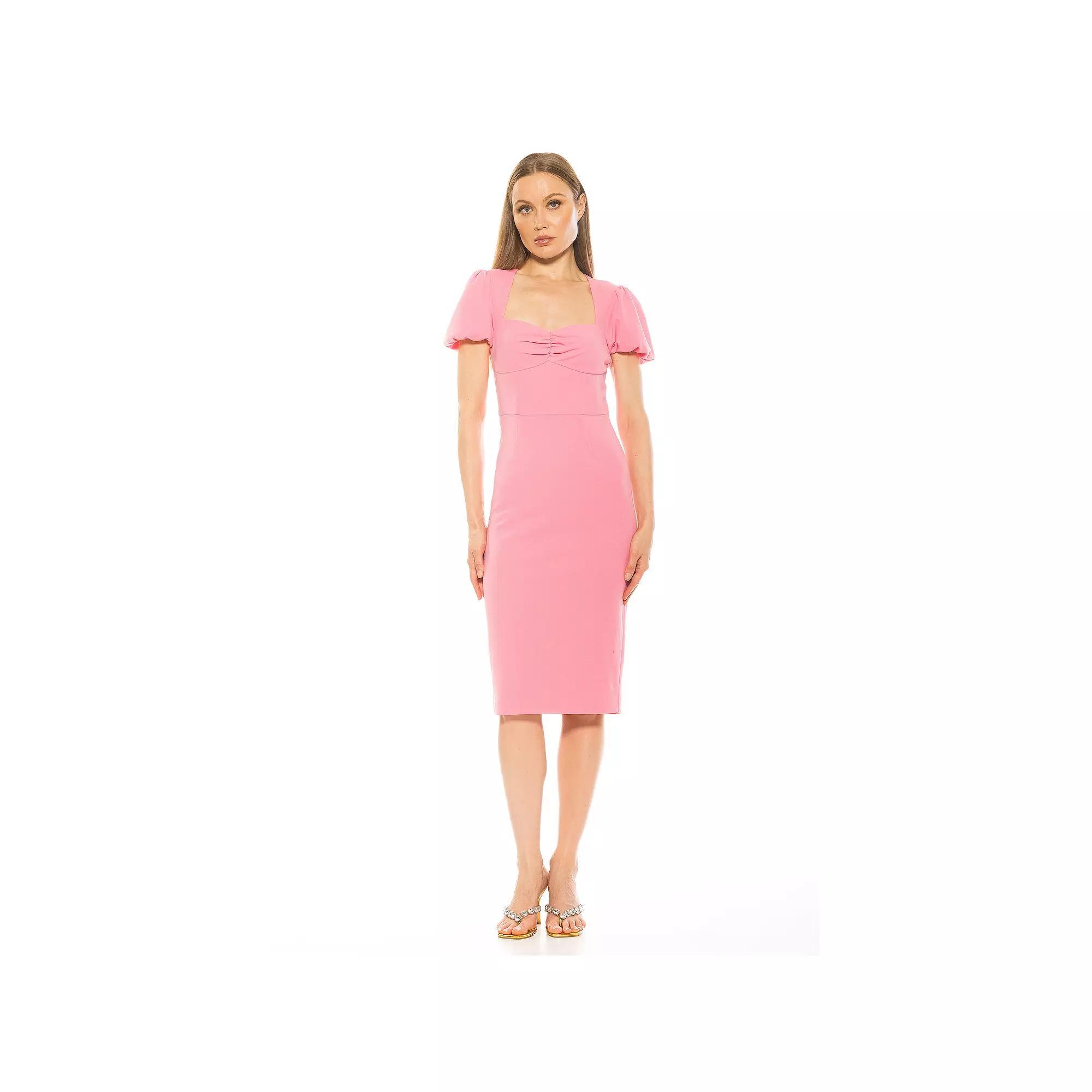 Women's ALEXIA ADMOR Micaela Puff Sleeve Sweetheart Sheath Dress, Size: XL, Pink Product Image