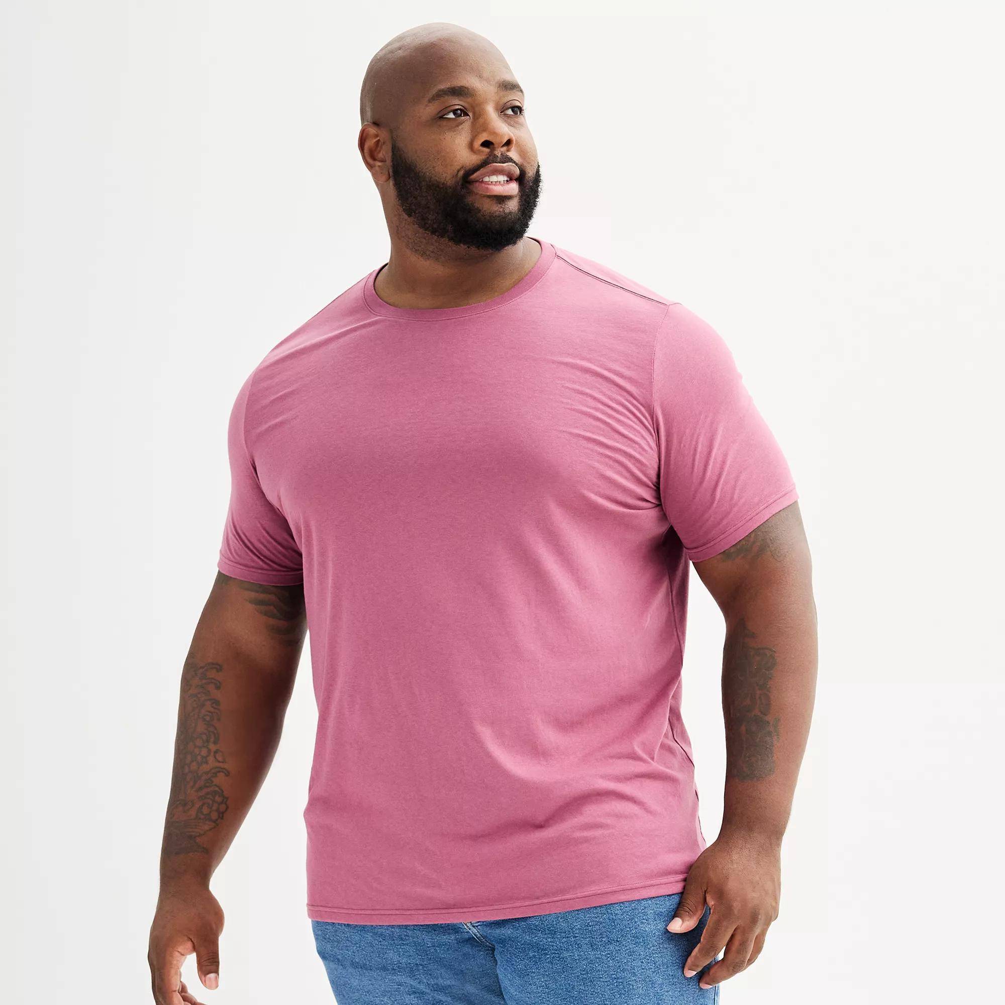 Big & Tall Sonoma Goods For Life® Short Sleeve Crewneck T-Shirt, Men's, Size: XXL Tall, Pink Ruffle Product Image