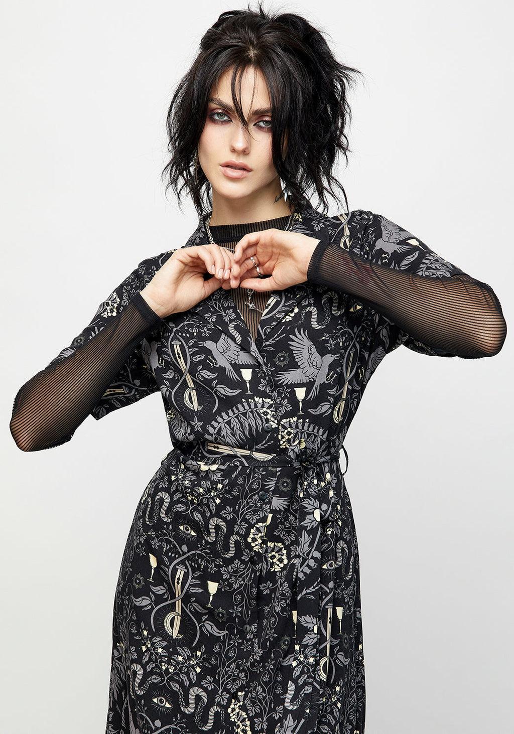 Hecate's Garden Midi Shirt Dress Product Image