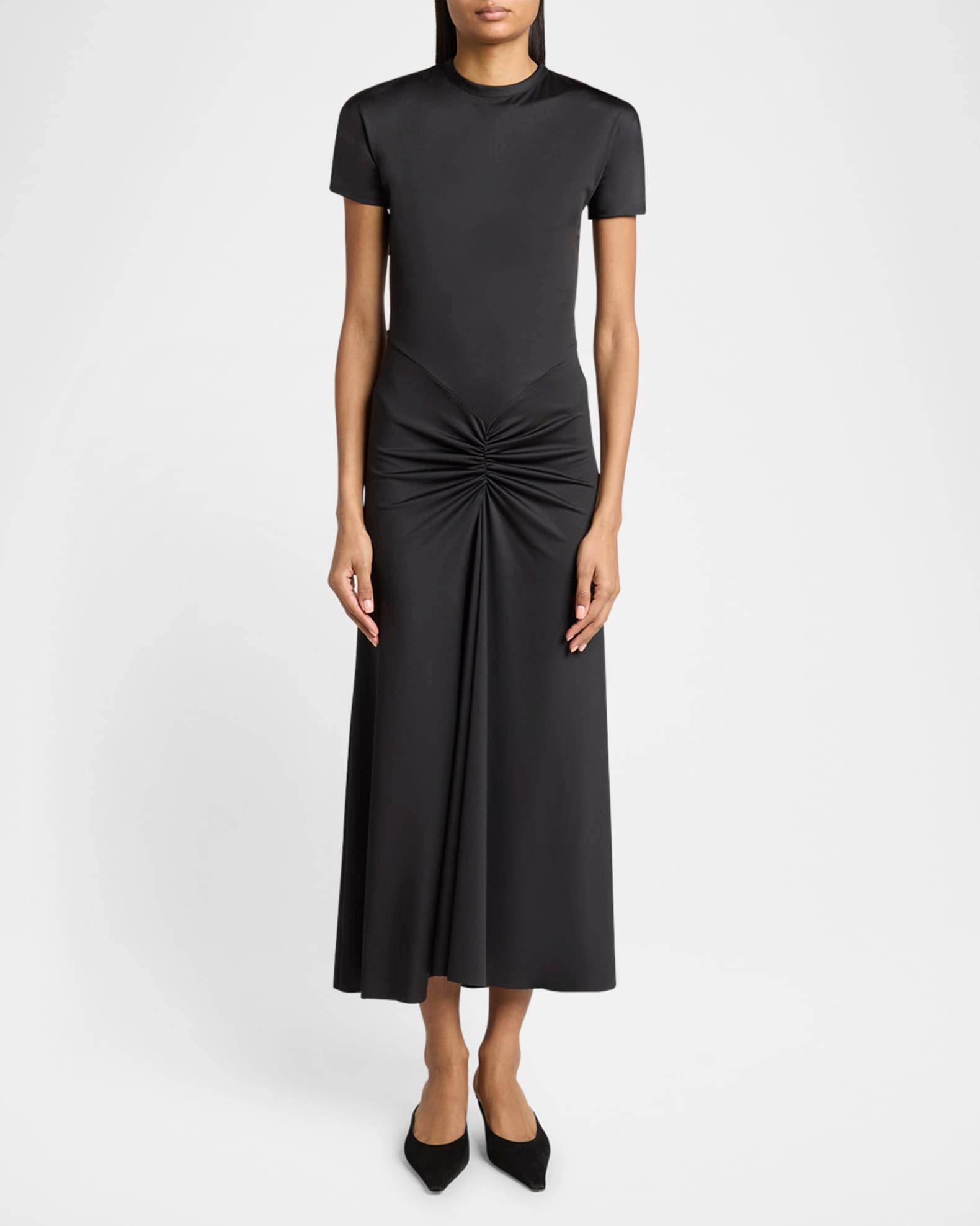 Gathered Drop-Waist Midi T-Shirt Dress Product Image