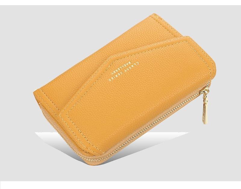 Lettering PVC Panel Faux Leather Trifold Wallet Product Image