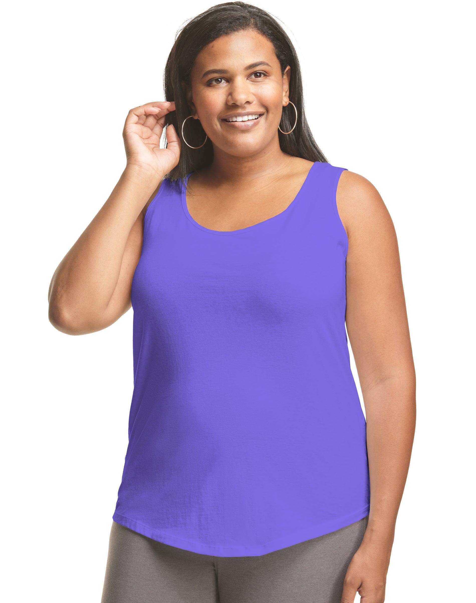 Hanes Just My Size Womens Cotton Jersey Tank, Shirttail Hem (Plus ) Process Blue 2X Product Image