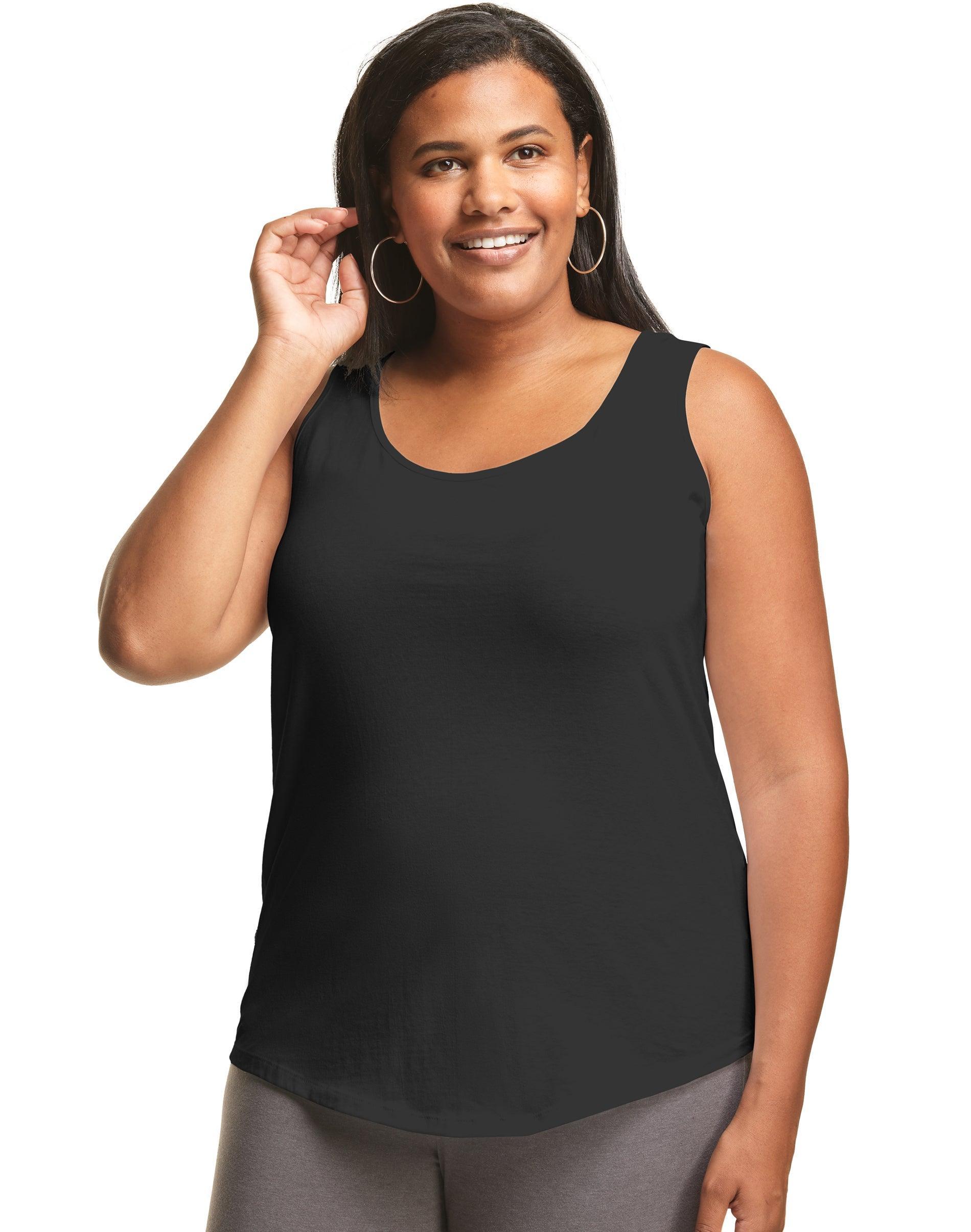 Hanes Just My Size Womens Cotton Jersey Tank, Shirttail Hem (Plus ) Process Blue 2X Product Image
