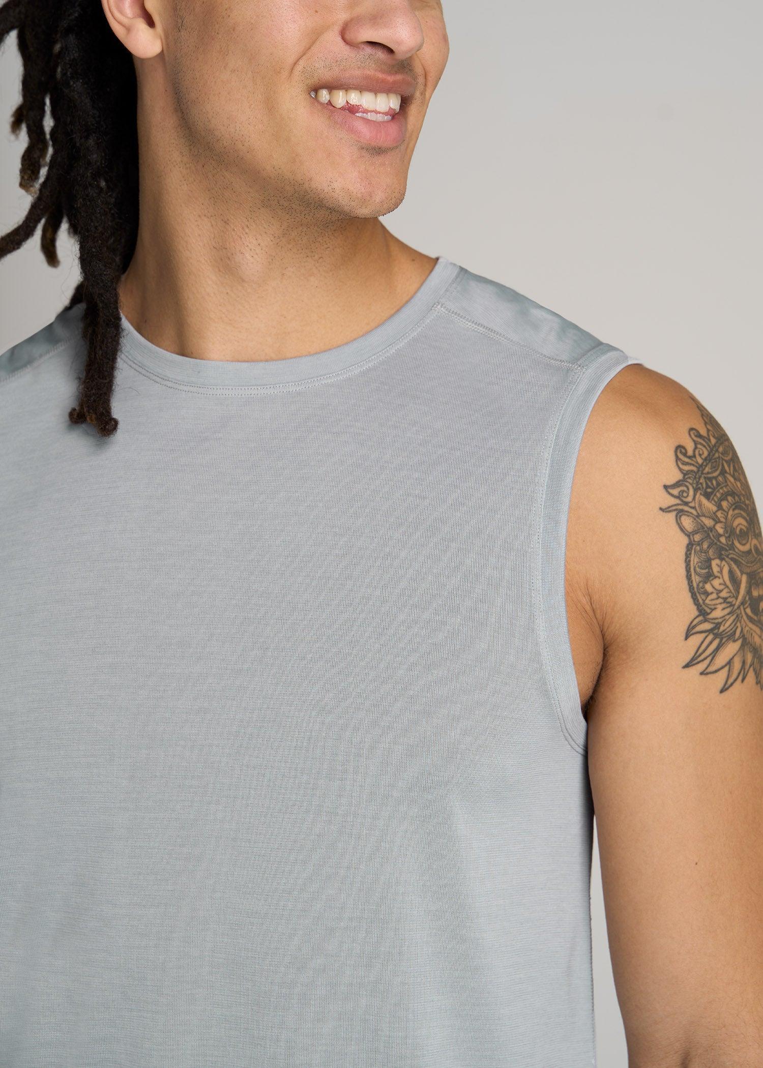 A.T. Performance MODERN-FIT Jersey Tank For Tall Men in Light Grey Mix Product Image
