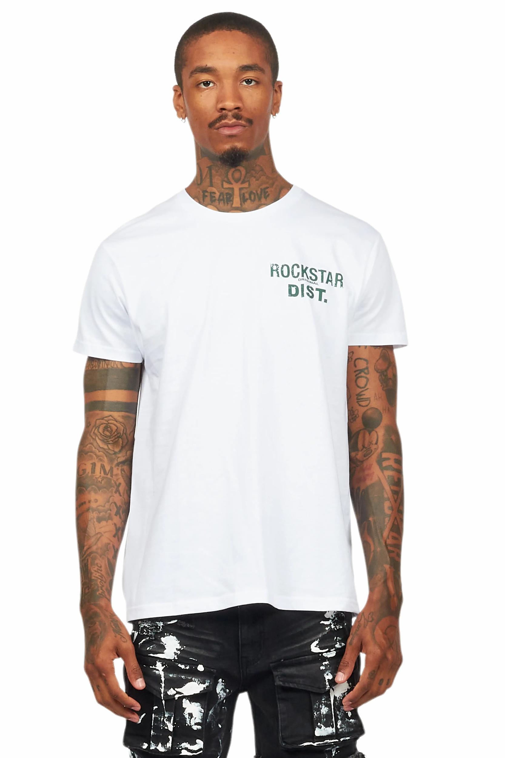 Lake White/Dark Green Graphic T-Shirt Male Product Image