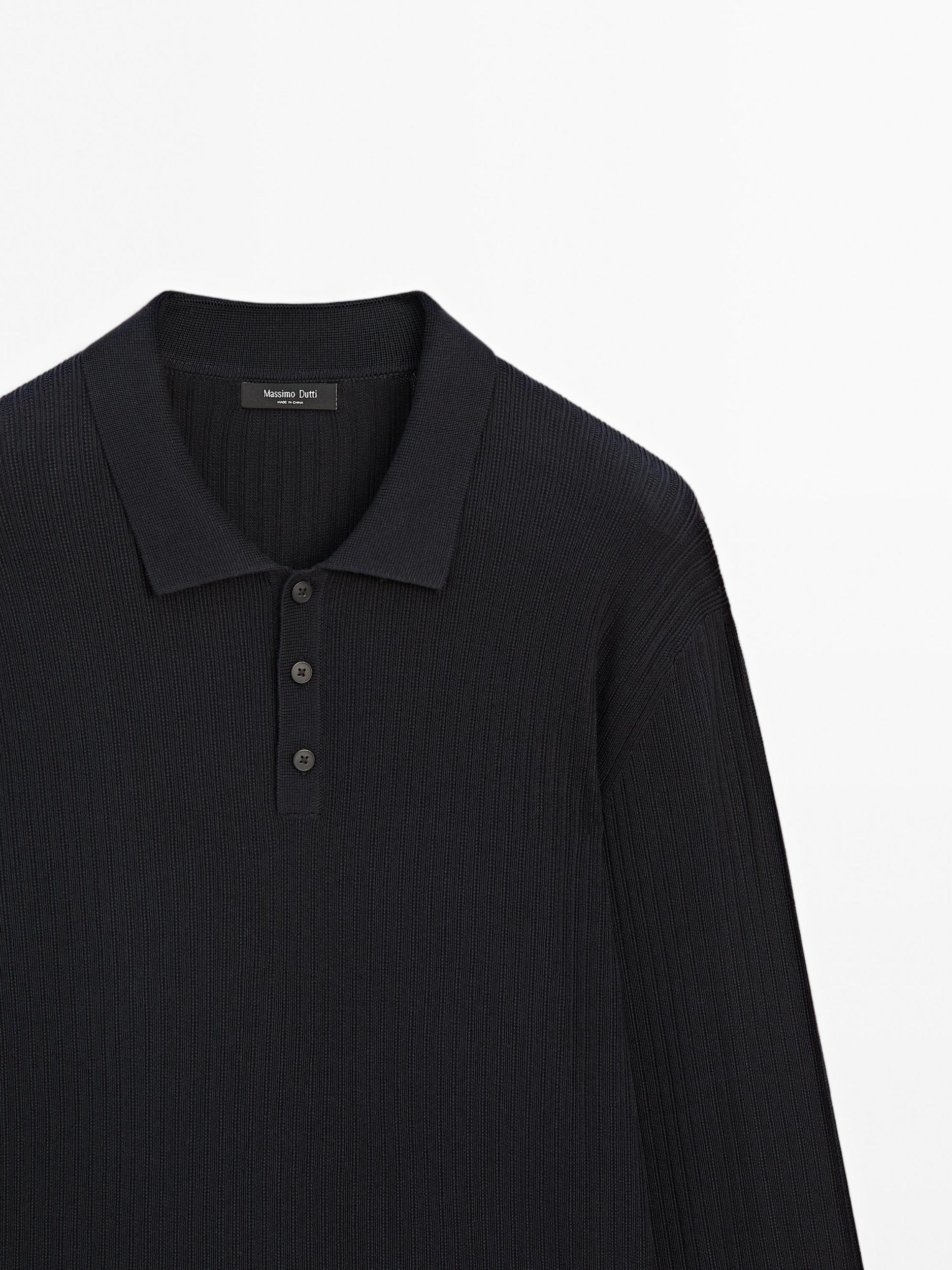 Cotton blend knit polo sweater Product Image