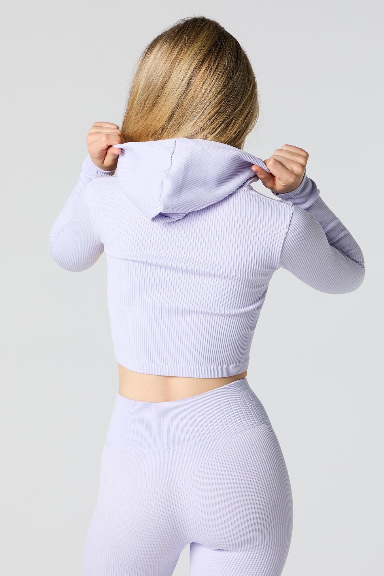 Active Seamless Ribbed Cropped Hoodie Female Product Image