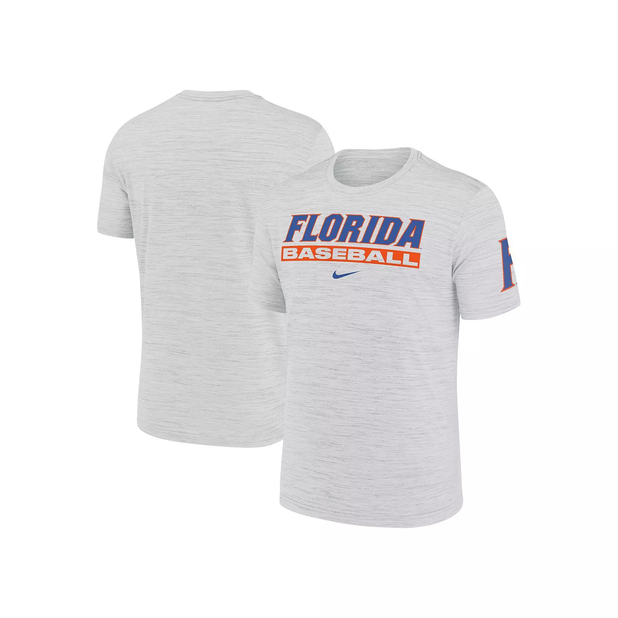 Men's Nike Ash Florida Gators Velocity Baseball Wordmark Stack Performance T-Shirt, Size: 2XL, Black Product Image